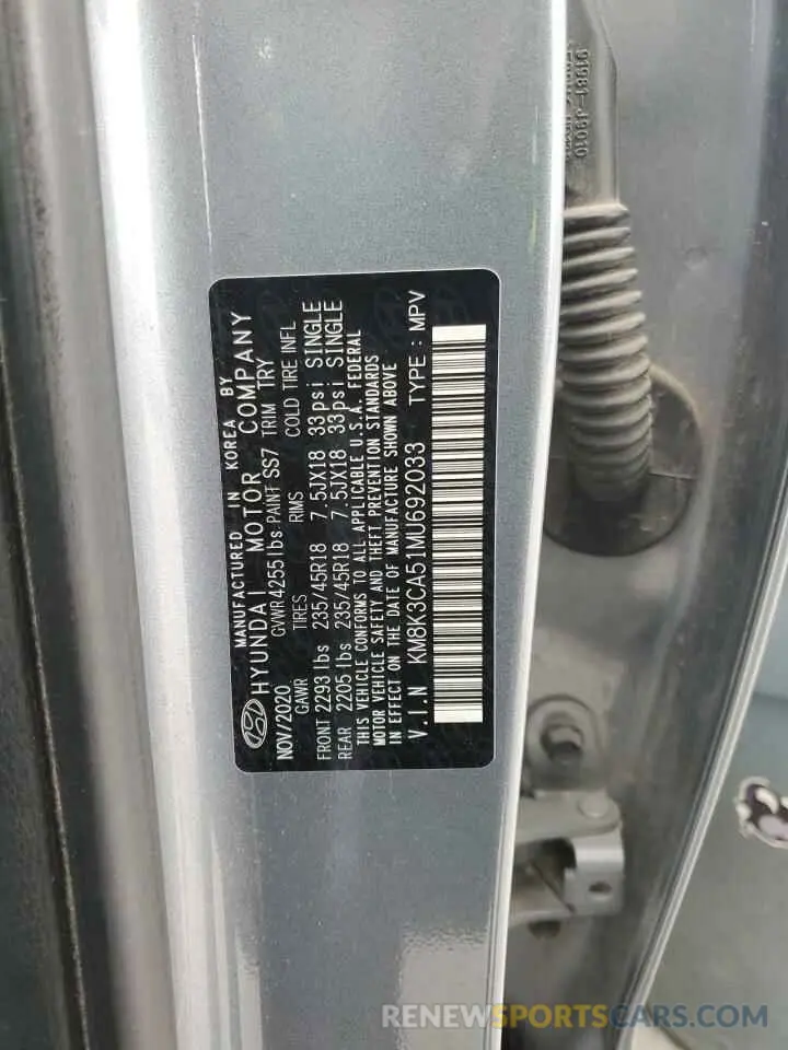 13 Photograph of a damaged car KM8K3CA51MU692033 HYUNDAI KONA 2021