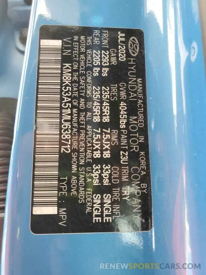 13 Photograph of a damaged car KM8K53A51MU638712 HYUNDAI KONA 2021
