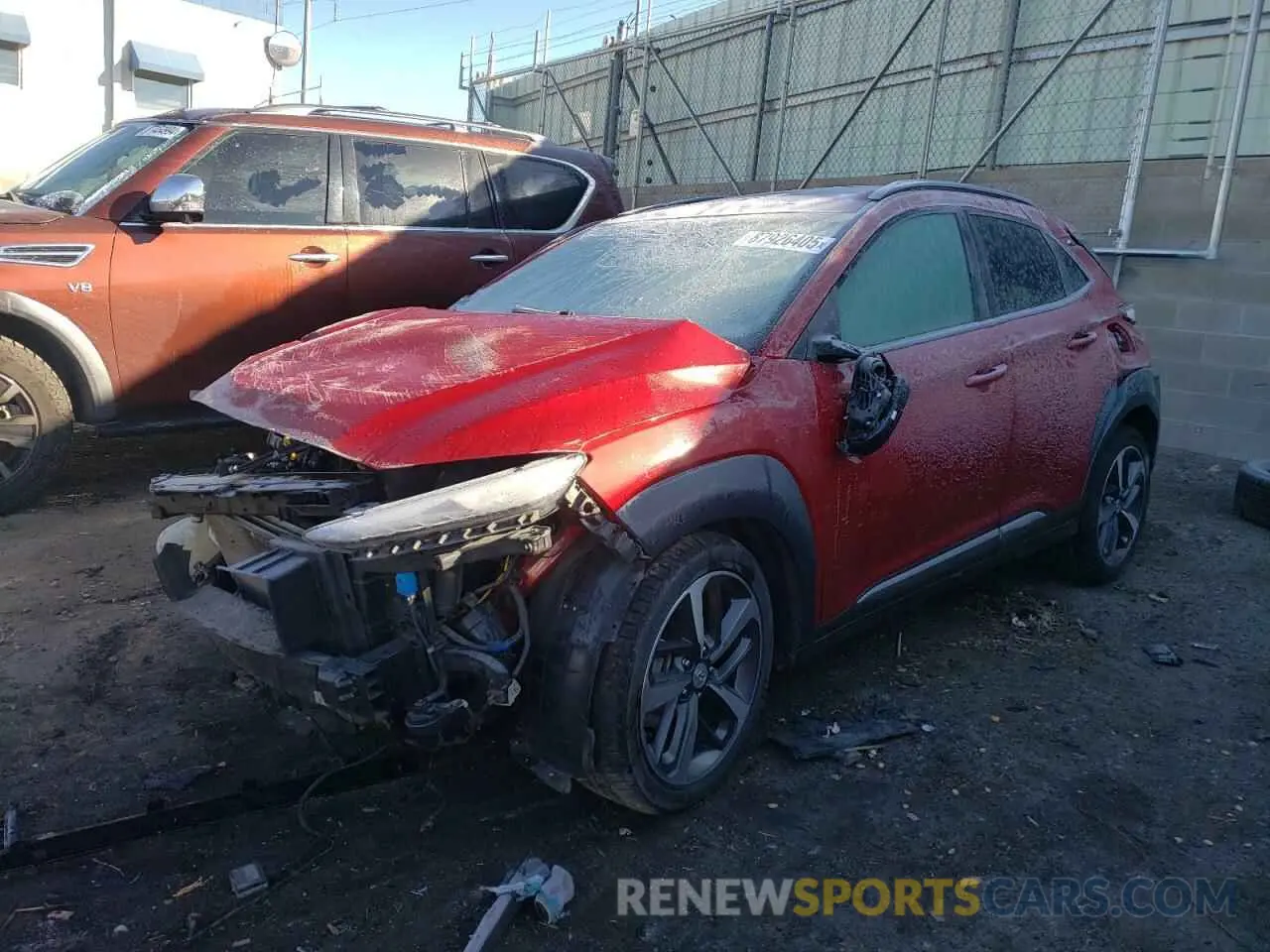 1 Photograph of a damaged car KM8K53A59MU712104 HYUNDAI KONA 2021