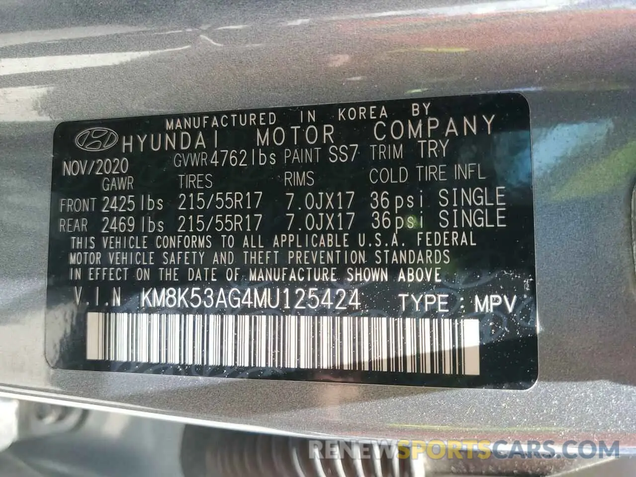 13 Photograph of a damaged car KM8K53AG4MU125424 HYUNDAI KONA 2021