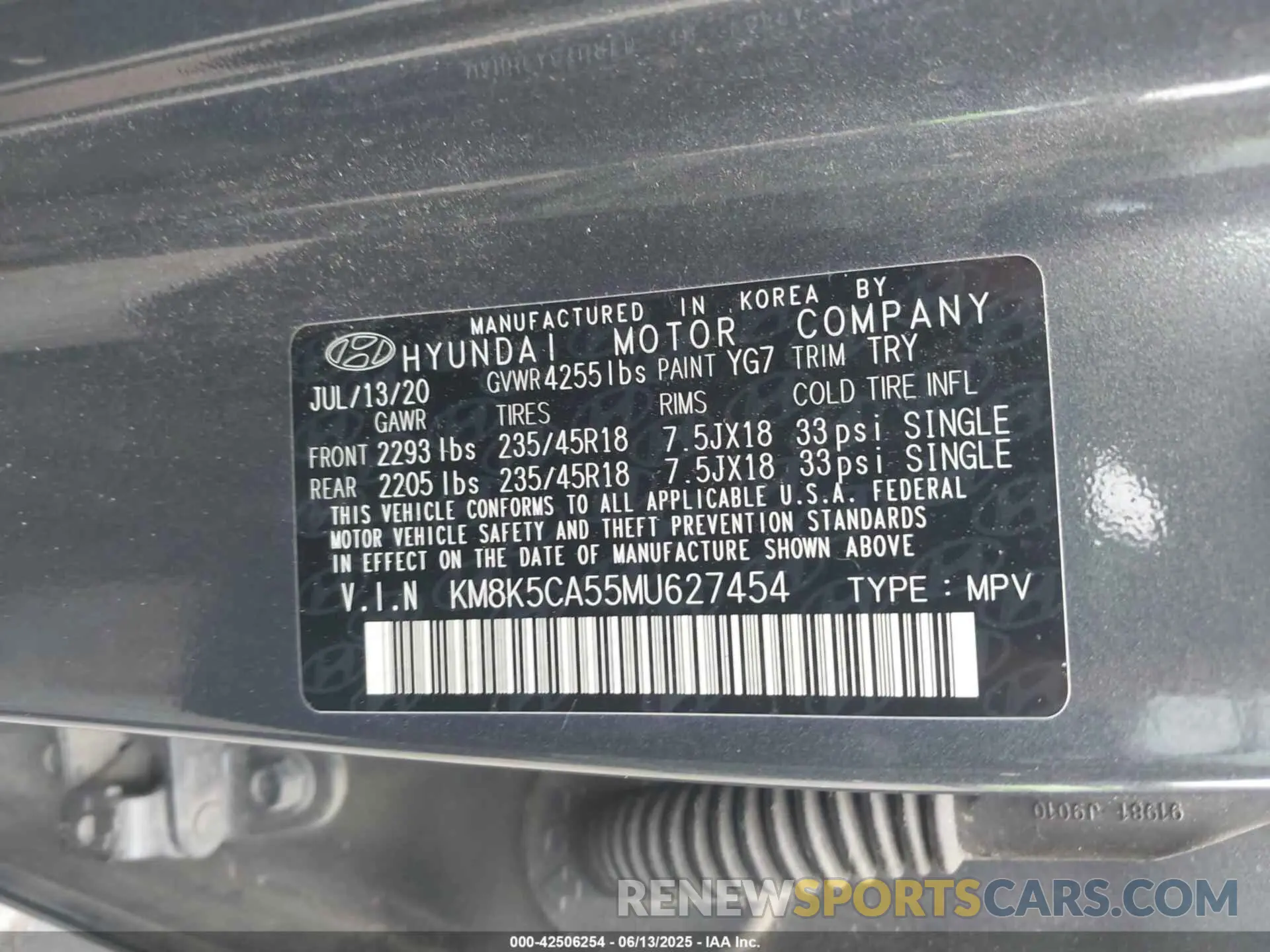 9 Photograph of a damaged car KM8K5CA55MU627454 HYUNDAI KONA 2021