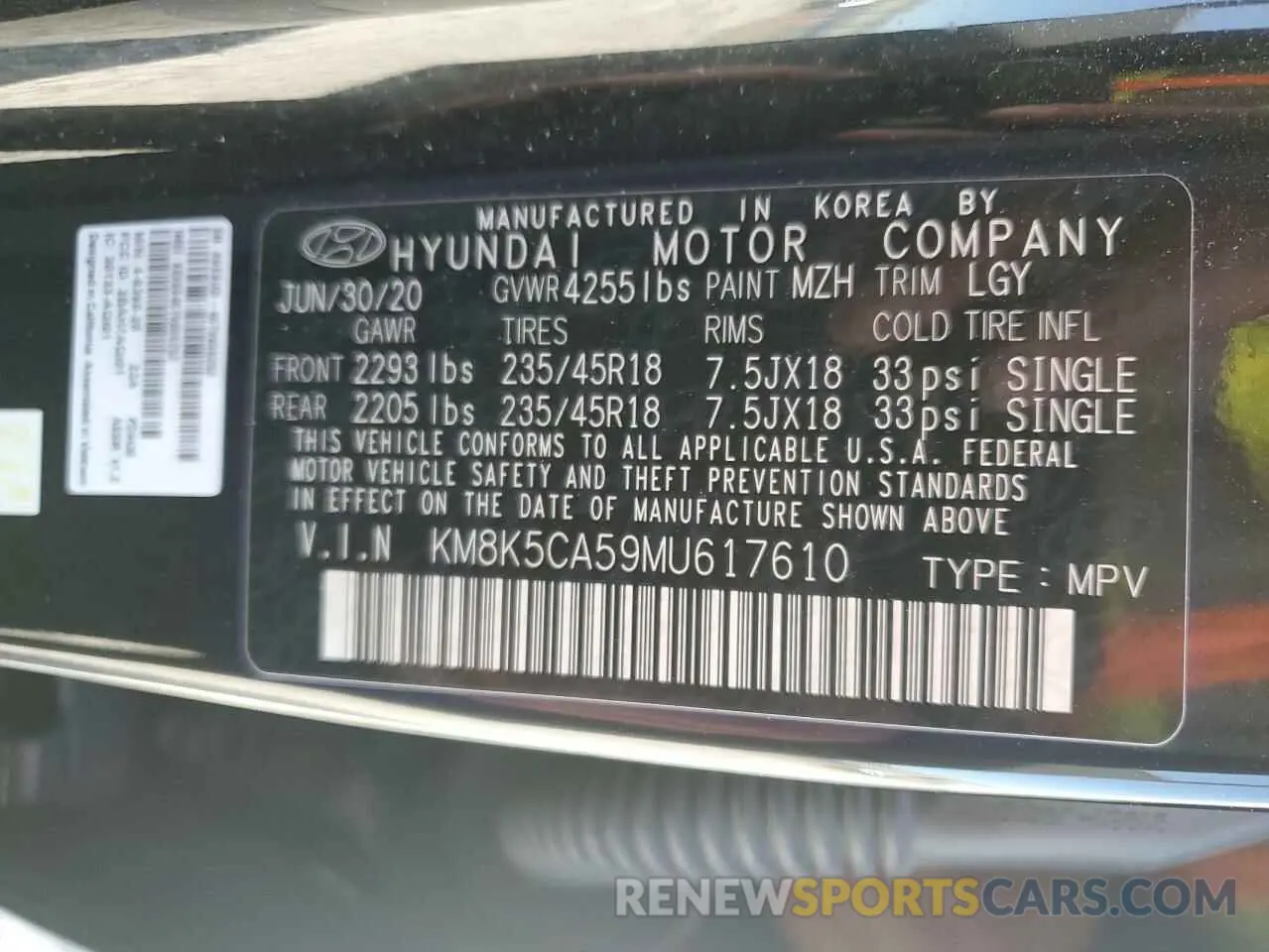 15 Photograph of a damaged car KM8K5CA59MU617610 HYUNDAI KONA 2021