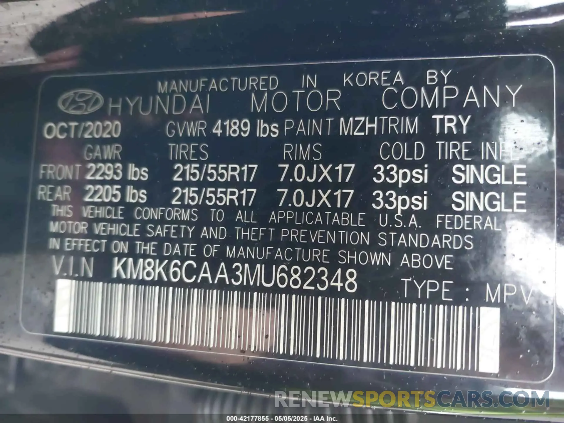 9 Photograph of a damaged car KM8K6CAA3MU682348 HYUNDAI KONA 2021