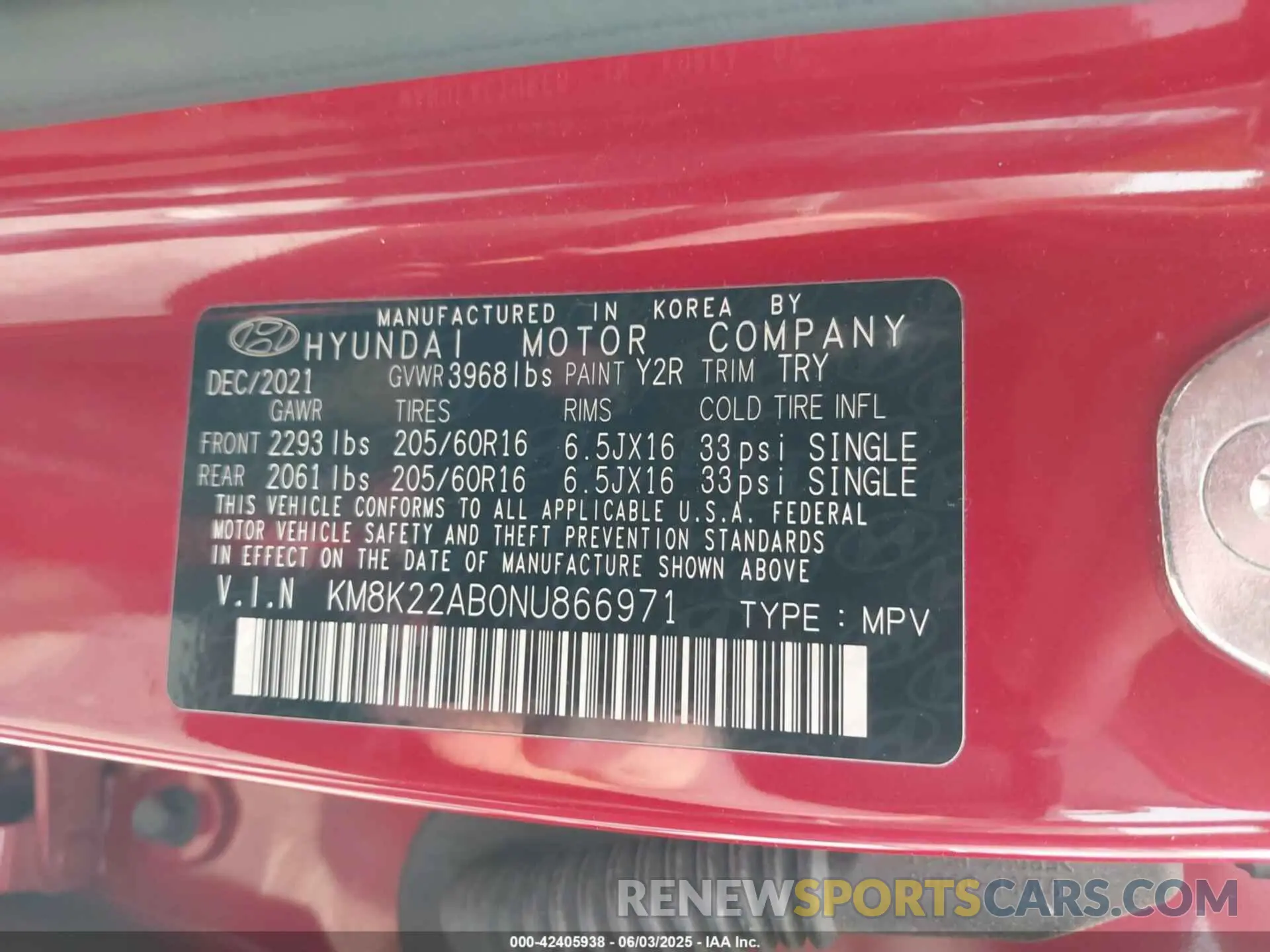 9 Photograph of a damaged car KM8K22AB0NU866971 HYUNDAI KONA 2022
