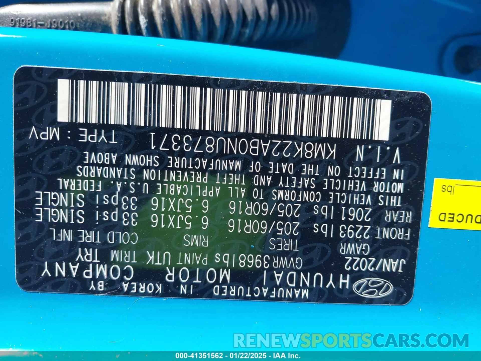 9 Photograph of a damaged car KM8K22AB0NU873371 HYUNDAI KONA 2022