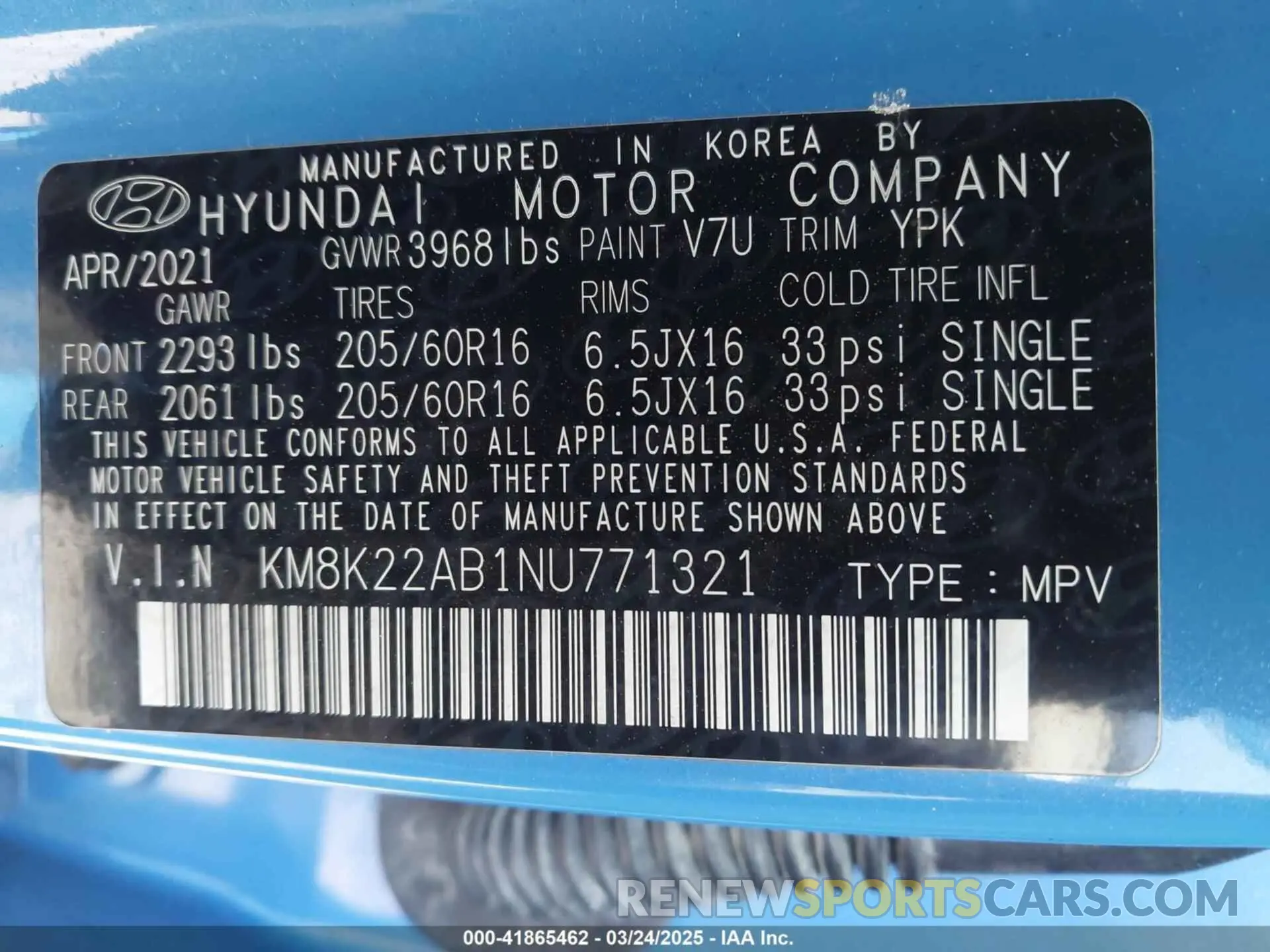 9 Photograph of a damaged car KM8K22AB1NU771321 HYUNDAI KONA 2022