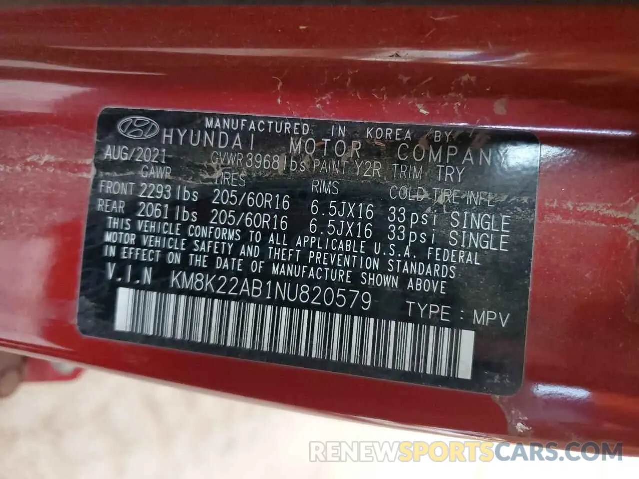 13 Photograph of a damaged car KM8K22AB1NU820579 HYUNDAI KONA 2022