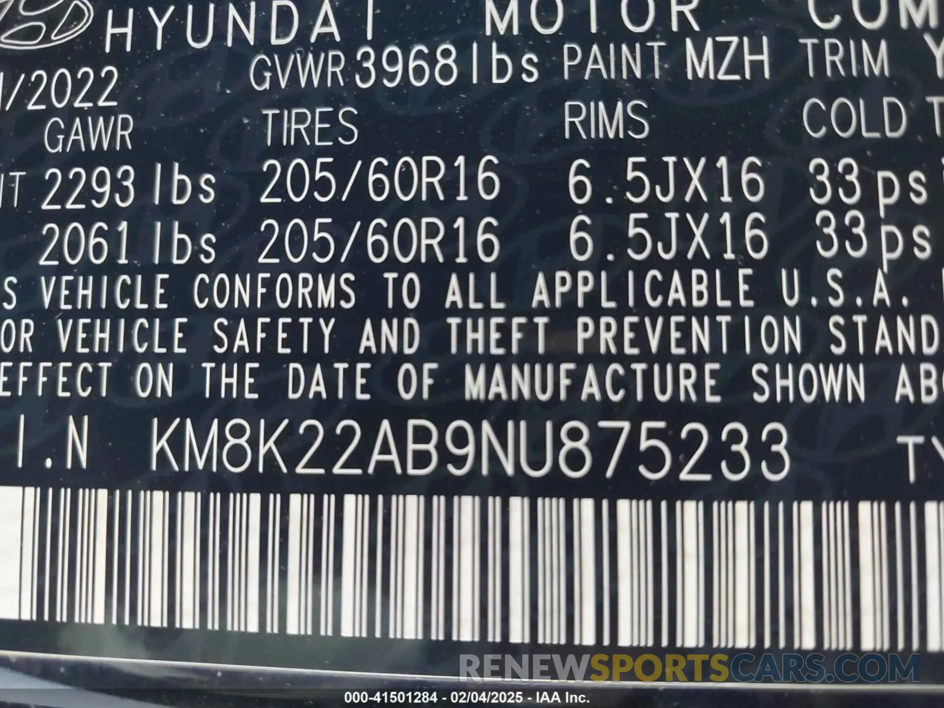 9 Photograph of a damaged car KM8K22AB9NU875233 HYUNDAI KONA 2022