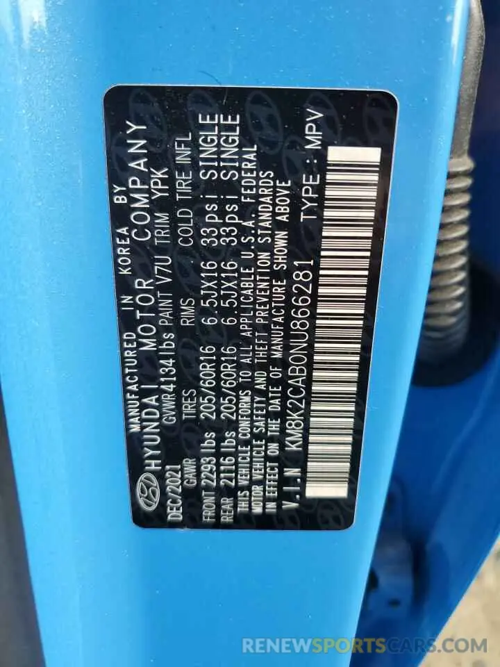 12 Photograph of a damaged car KM8K2CAB0NU866281 HYUNDAI KONA 2022