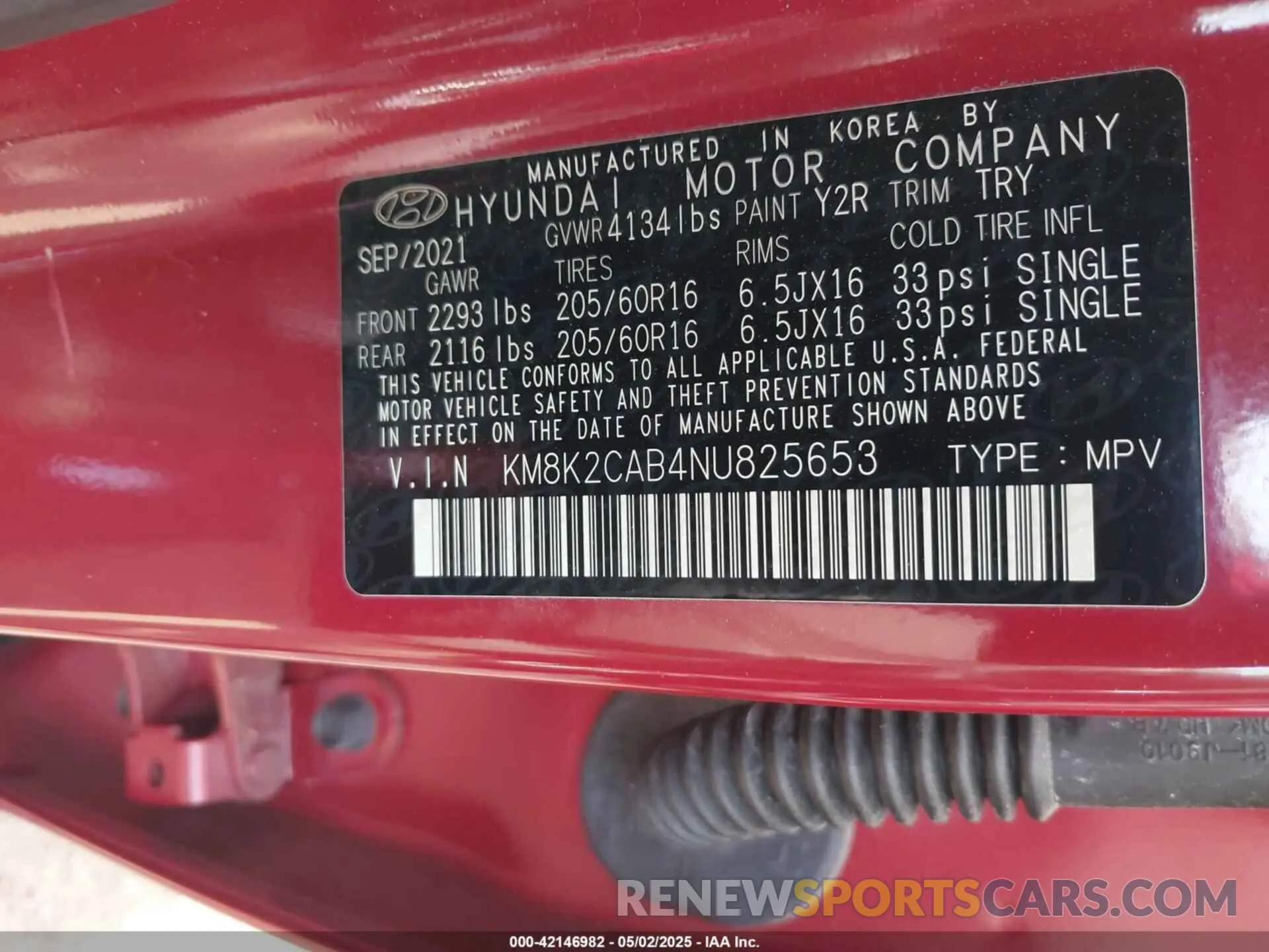 9 Photograph of a damaged car KM8K2CAB4NU825653 HYUNDAI KONA 2022