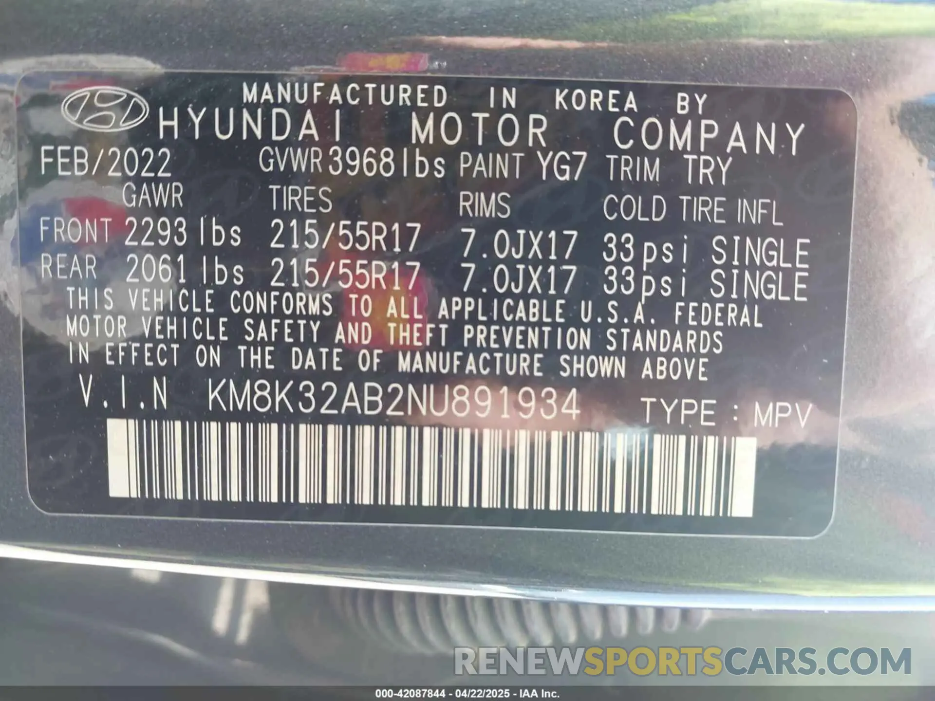 9 Photograph of a damaged car KM8K32AB2NU891934 HYUNDAI KONA 2022