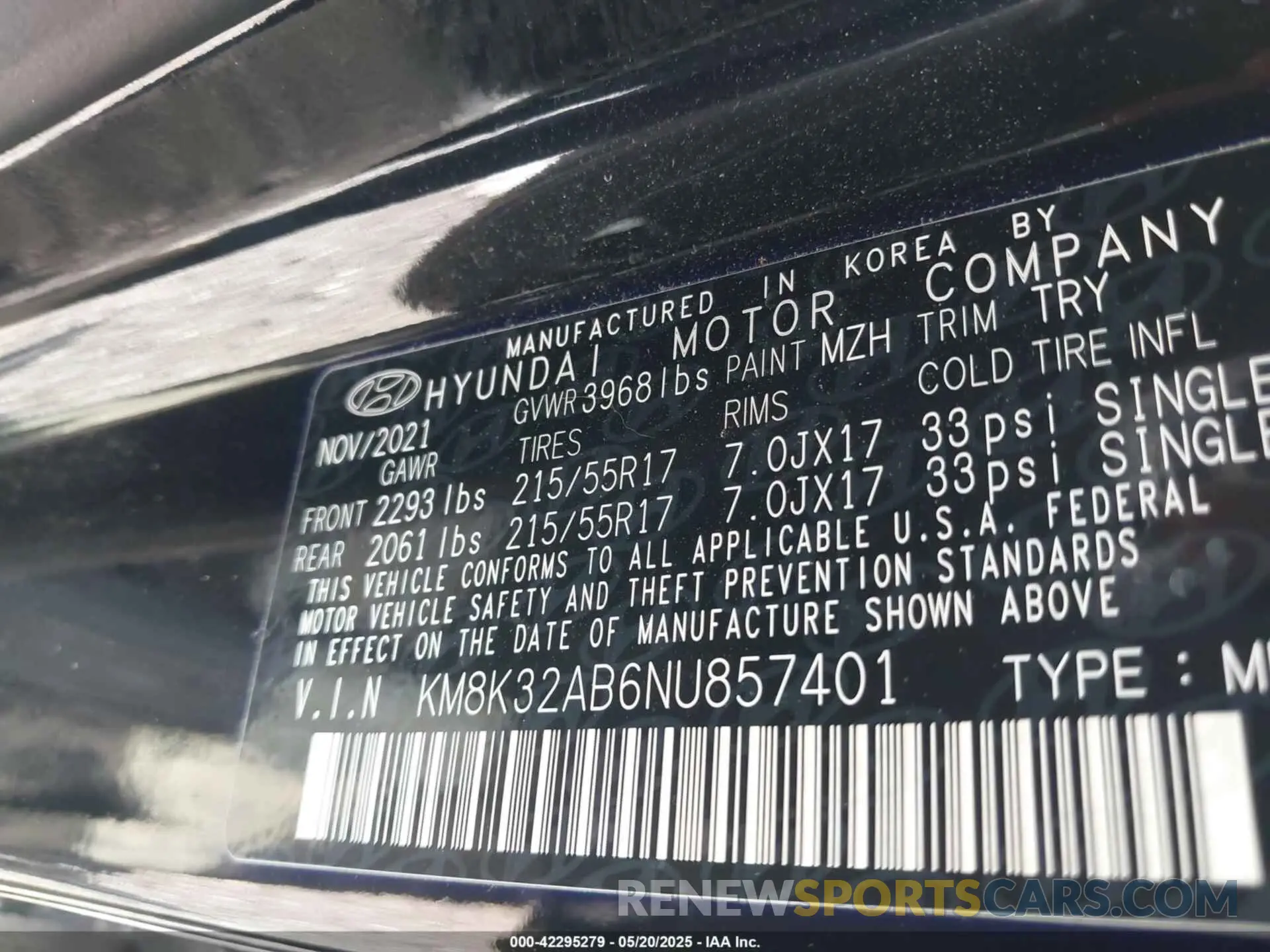 9 Photograph of a damaged car KM8K32AB6NU857401 HYUNDAI KONA 2022