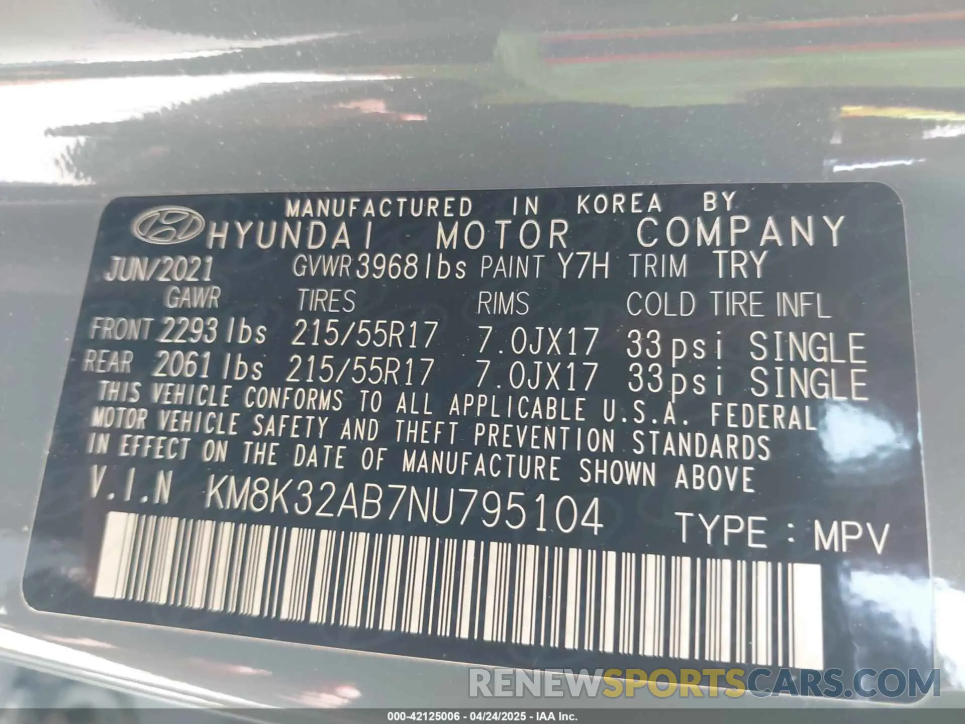 9 Photograph of a damaged car KM8K32AB7NU795104 HYUNDAI KONA 2022