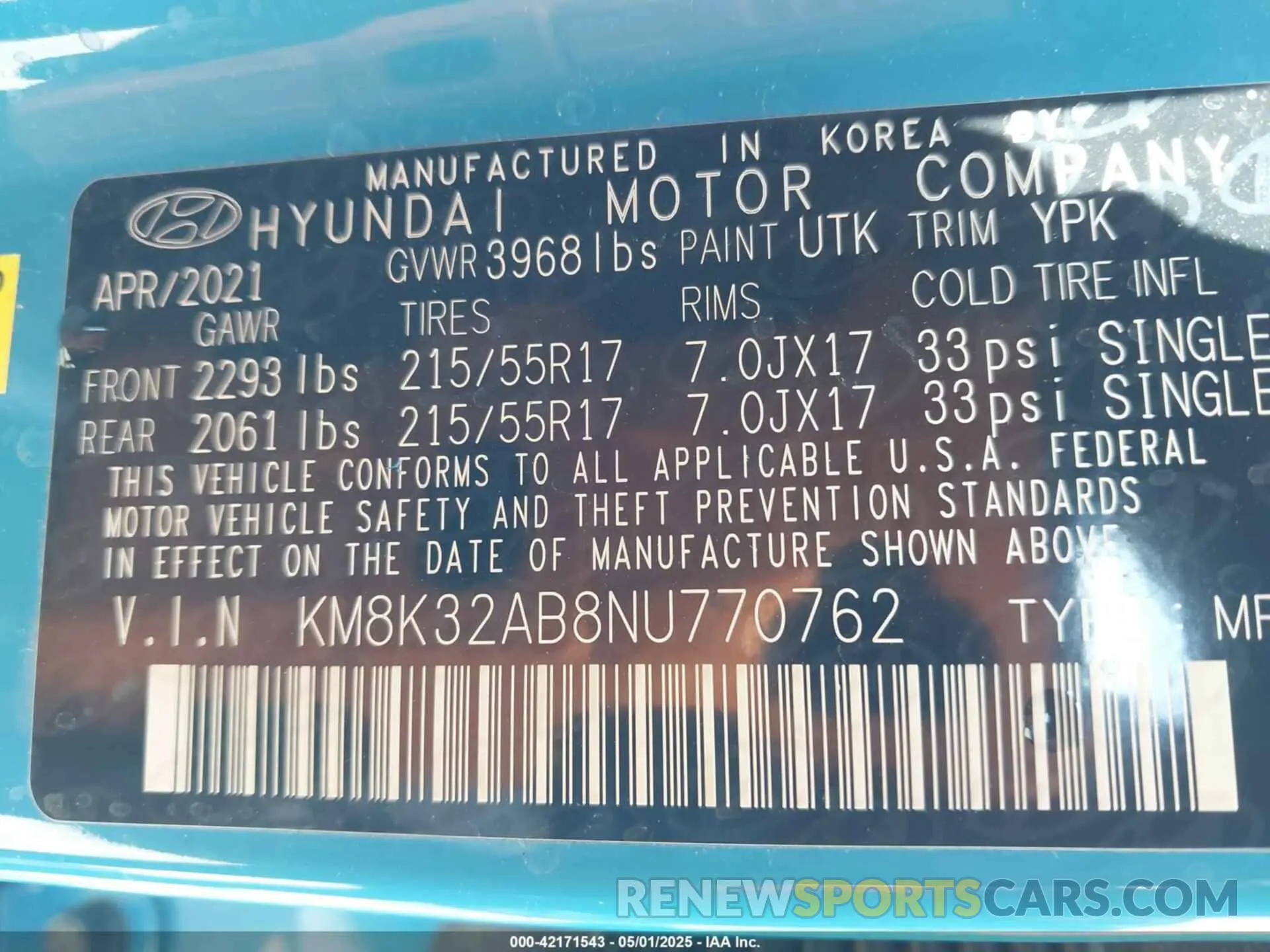 9 Photograph of a damaged car KM8K32AB8NU770762 HYUNDAI KONA 2022