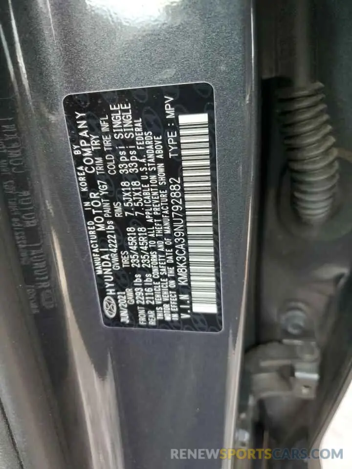 12 Photograph of a damaged car KM8K3CA39NU792882 HYUNDAI KONA 2022