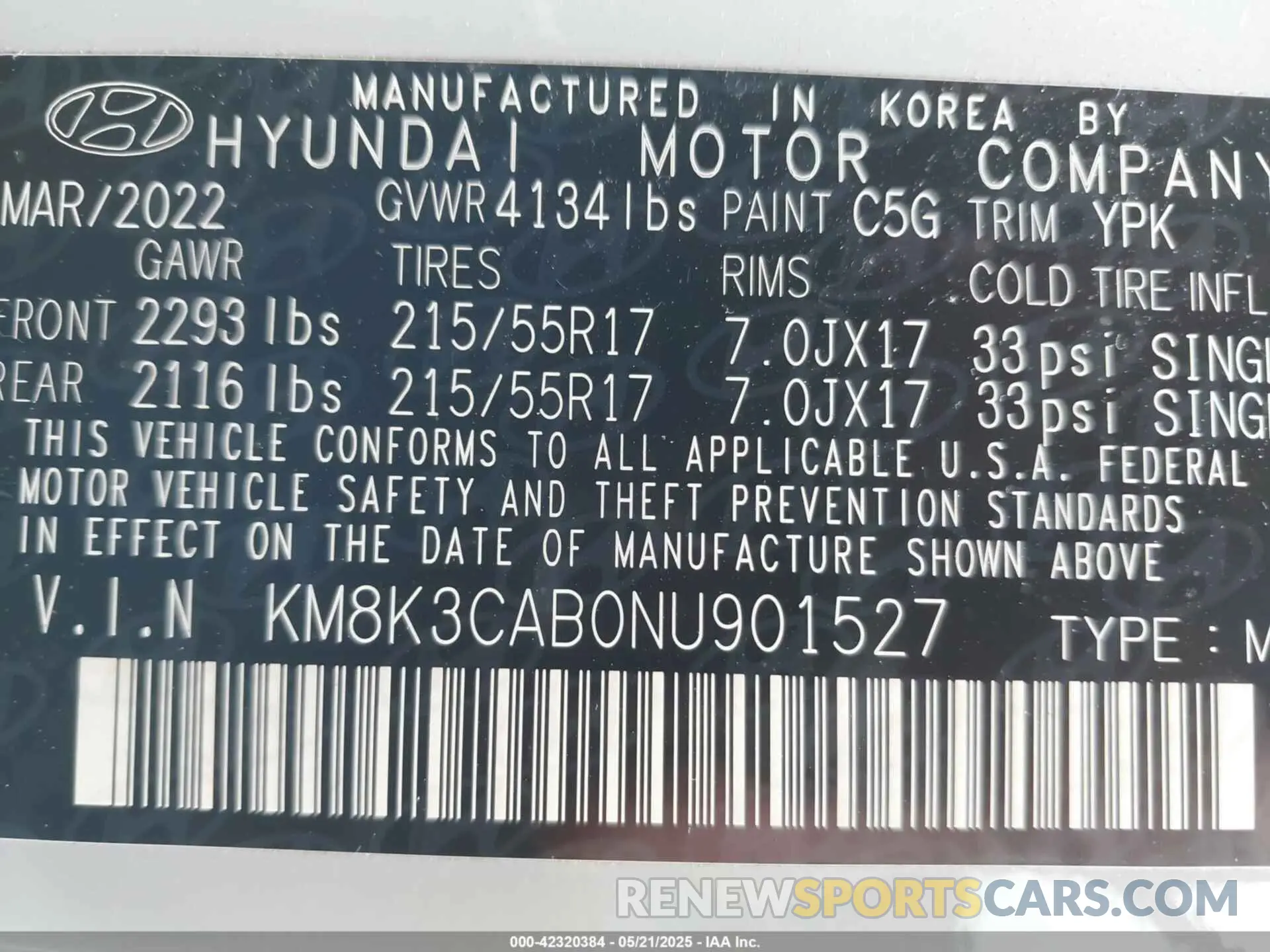 9 Photograph of a damaged car KM8K3CAB0NU901527 HYUNDAI KONA 2022