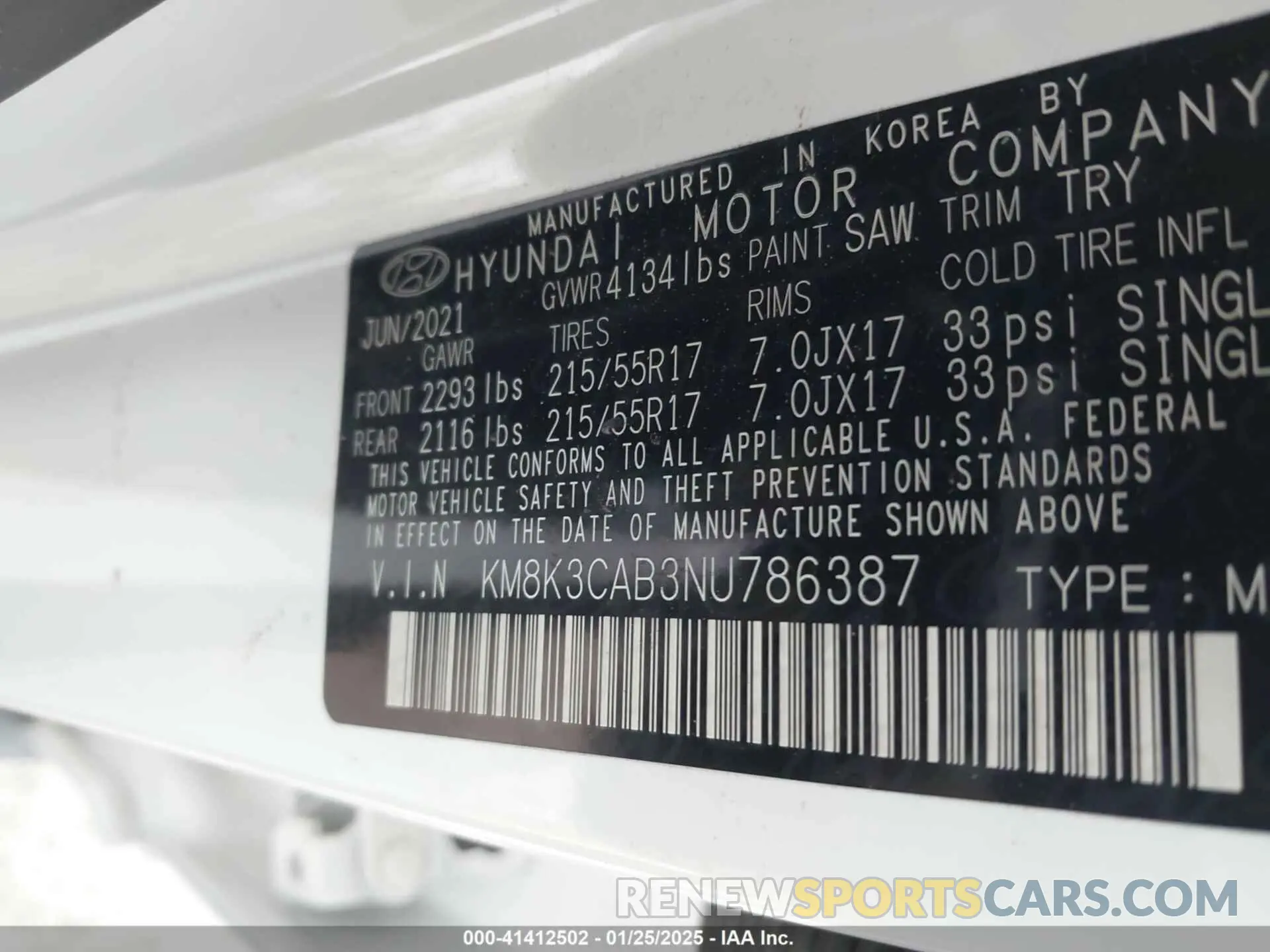 9 Photograph of a damaged car KM8K3CAB3NU786387 HYUNDAI KONA 2022
