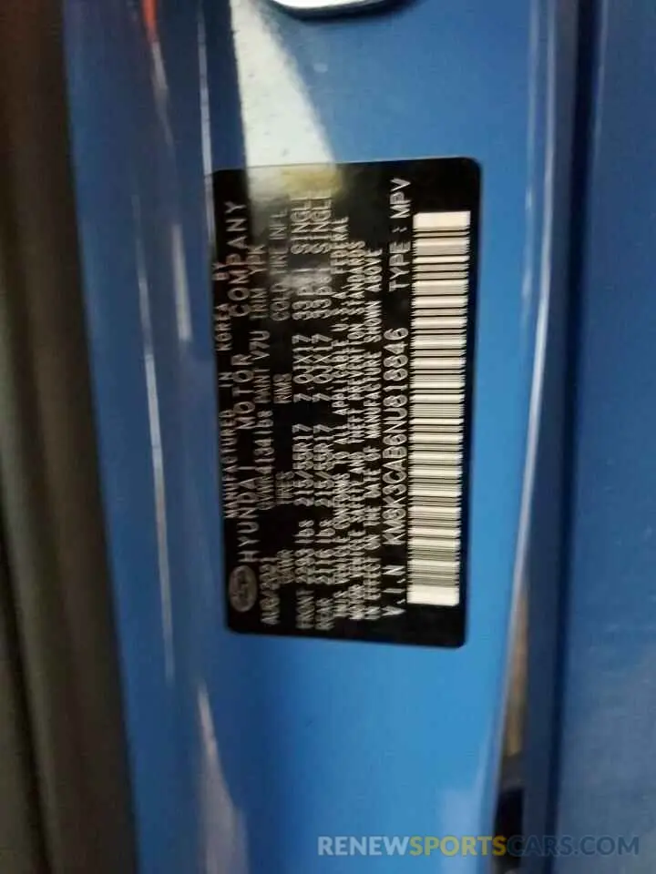 13 Photograph of a damaged car KM8K3CAB6NU818846 HYUNDAI KONA 2022