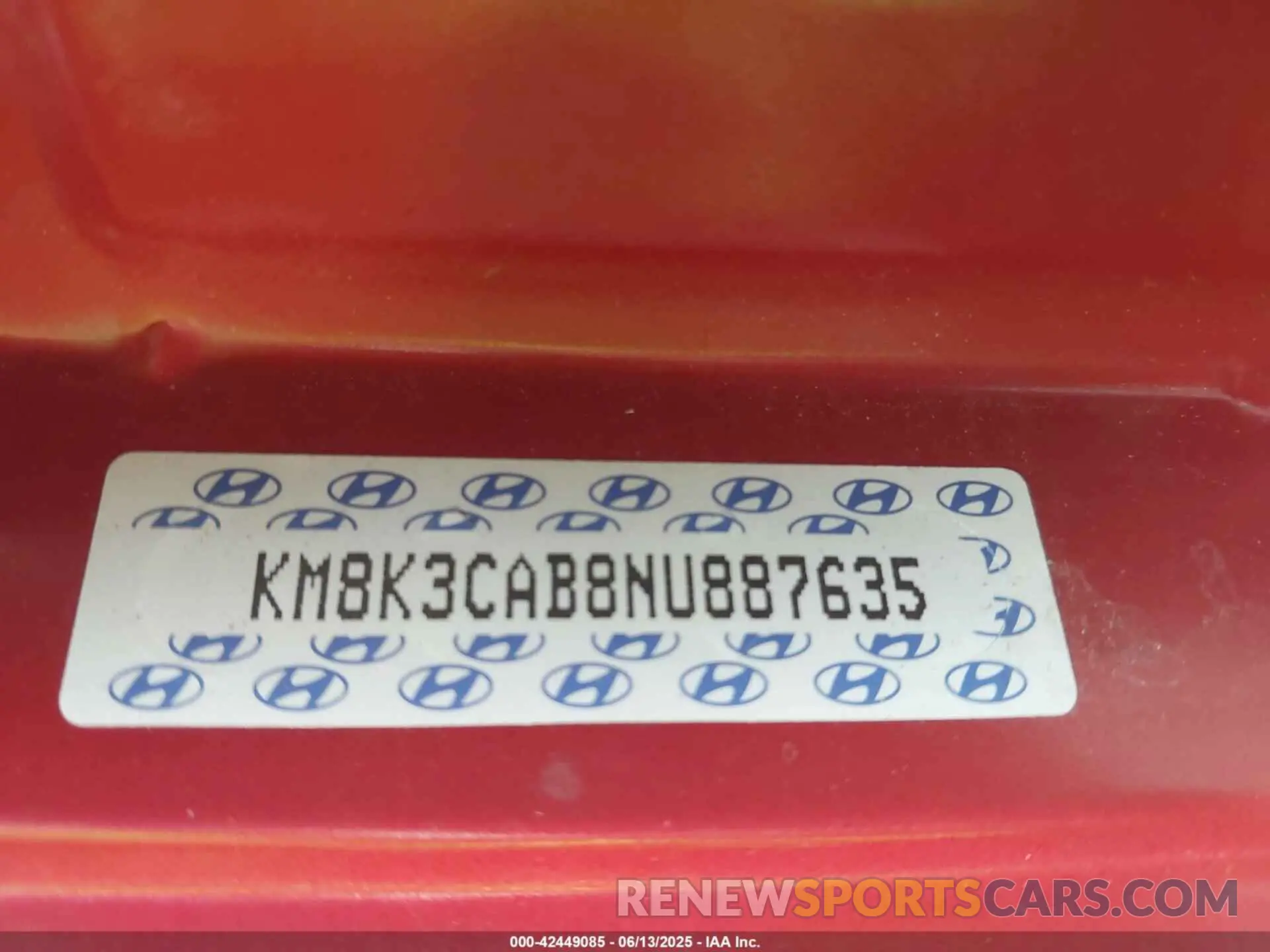 9 Photograph of a damaged car KM8K3CAB8NU887635 HYUNDAI KONA 2022