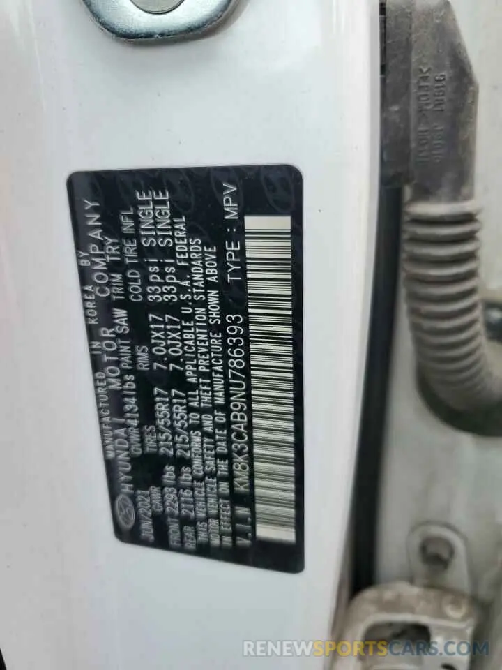 13 Photograph of a damaged car KM8K3CAB9NU786393 HYUNDAI KONA 2022
