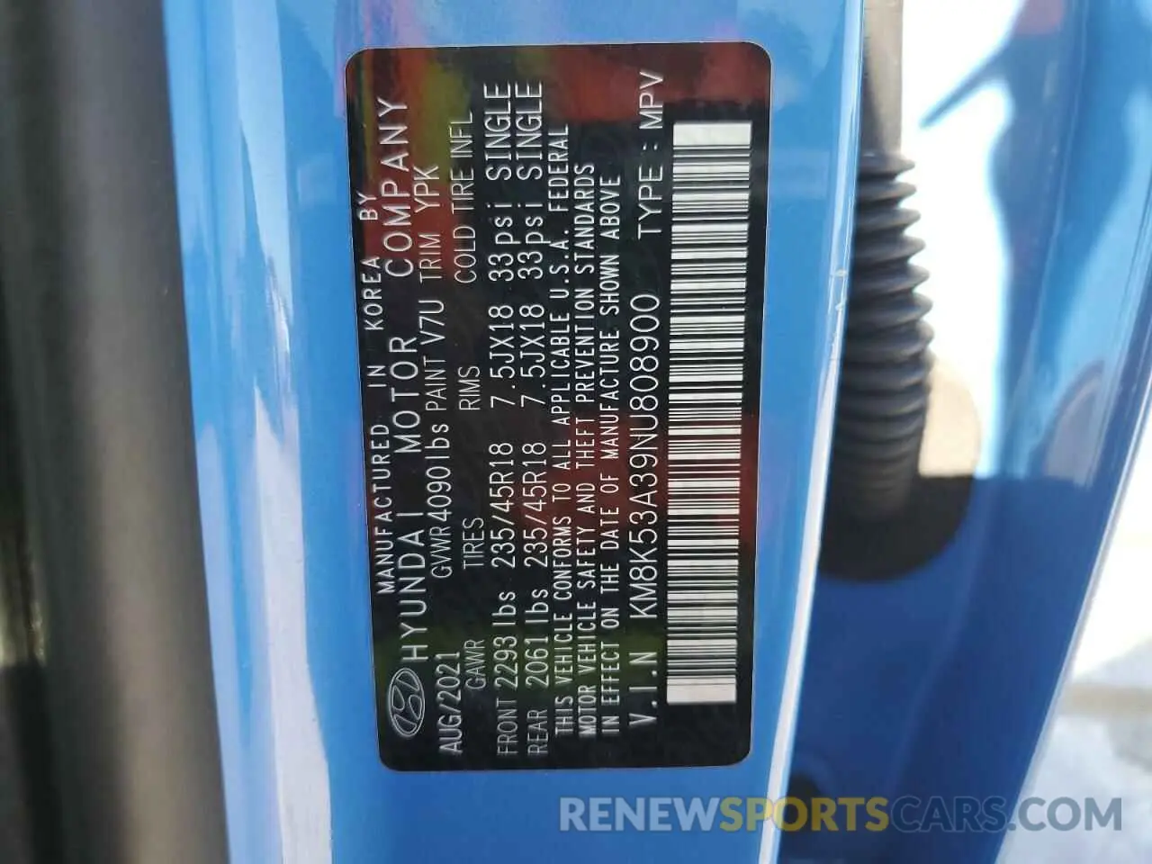 15 Photograph of a damaged car KM8K53A39NU808900 HYUNDAI KONA 2022