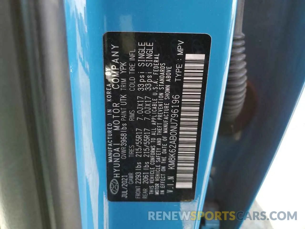 15 Photograph of a damaged car KM8K62AB0NU796196 HYUNDAI KONA 2022