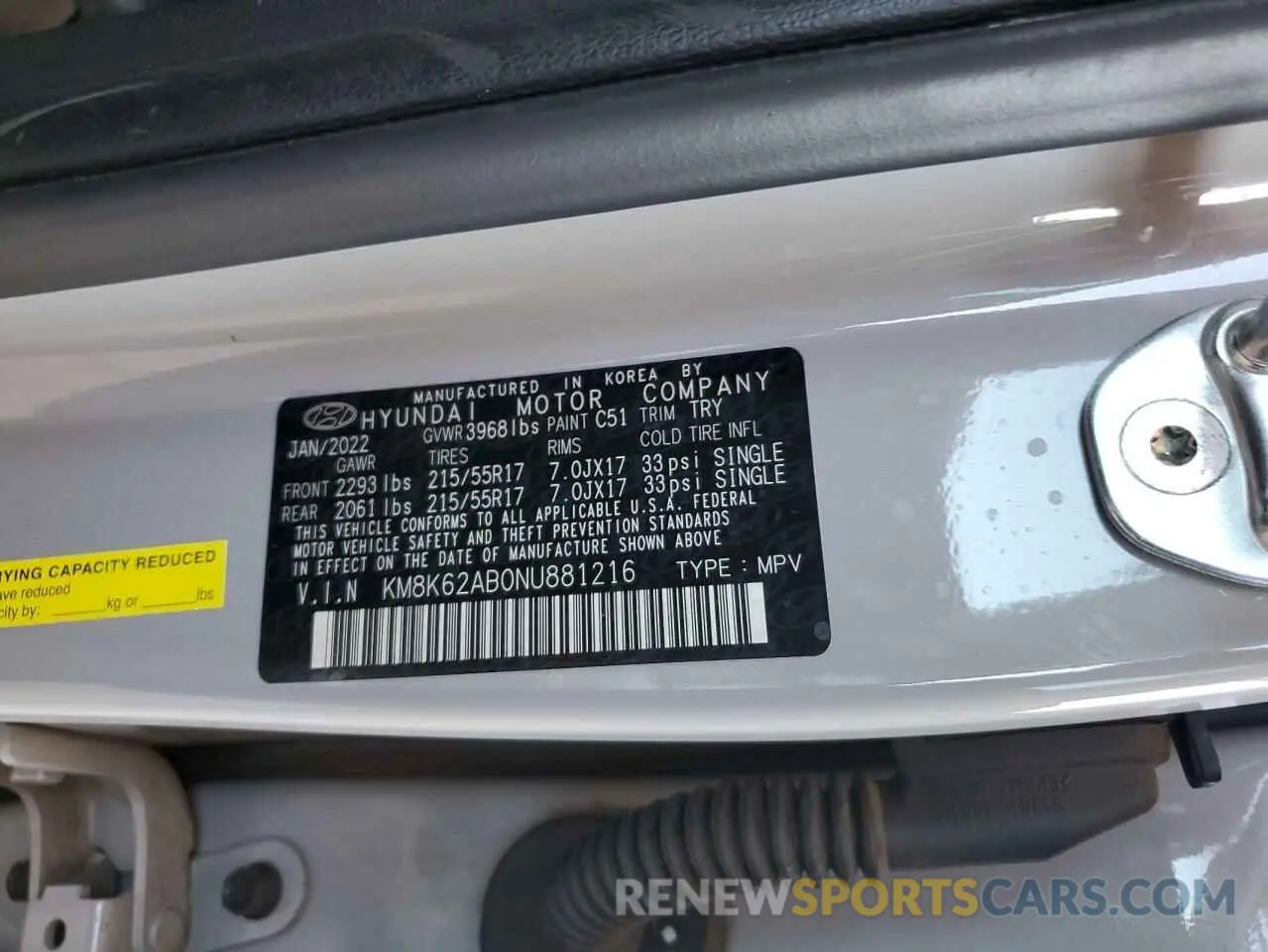 13 Photograph of a damaged car KM8K62AB0NU881216 HYUNDAI KONA 2022