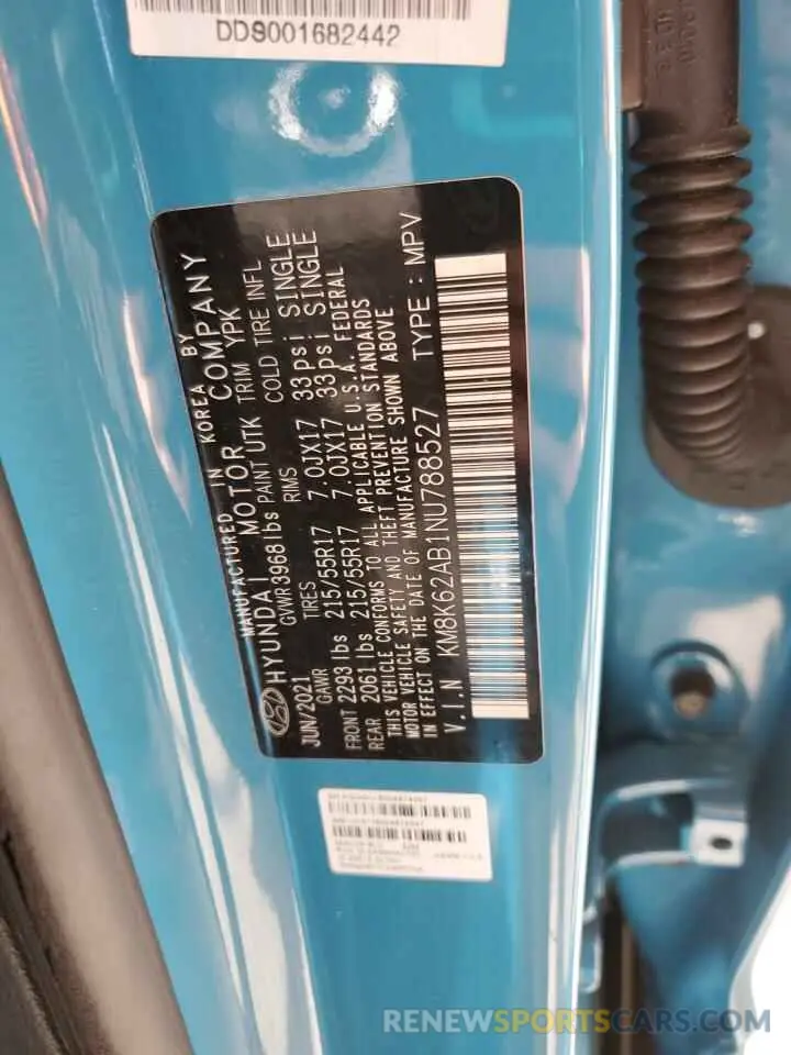 13 Photograph of a damaged car KM8K62AB1NU788527 HYUNDAI KONA 2022