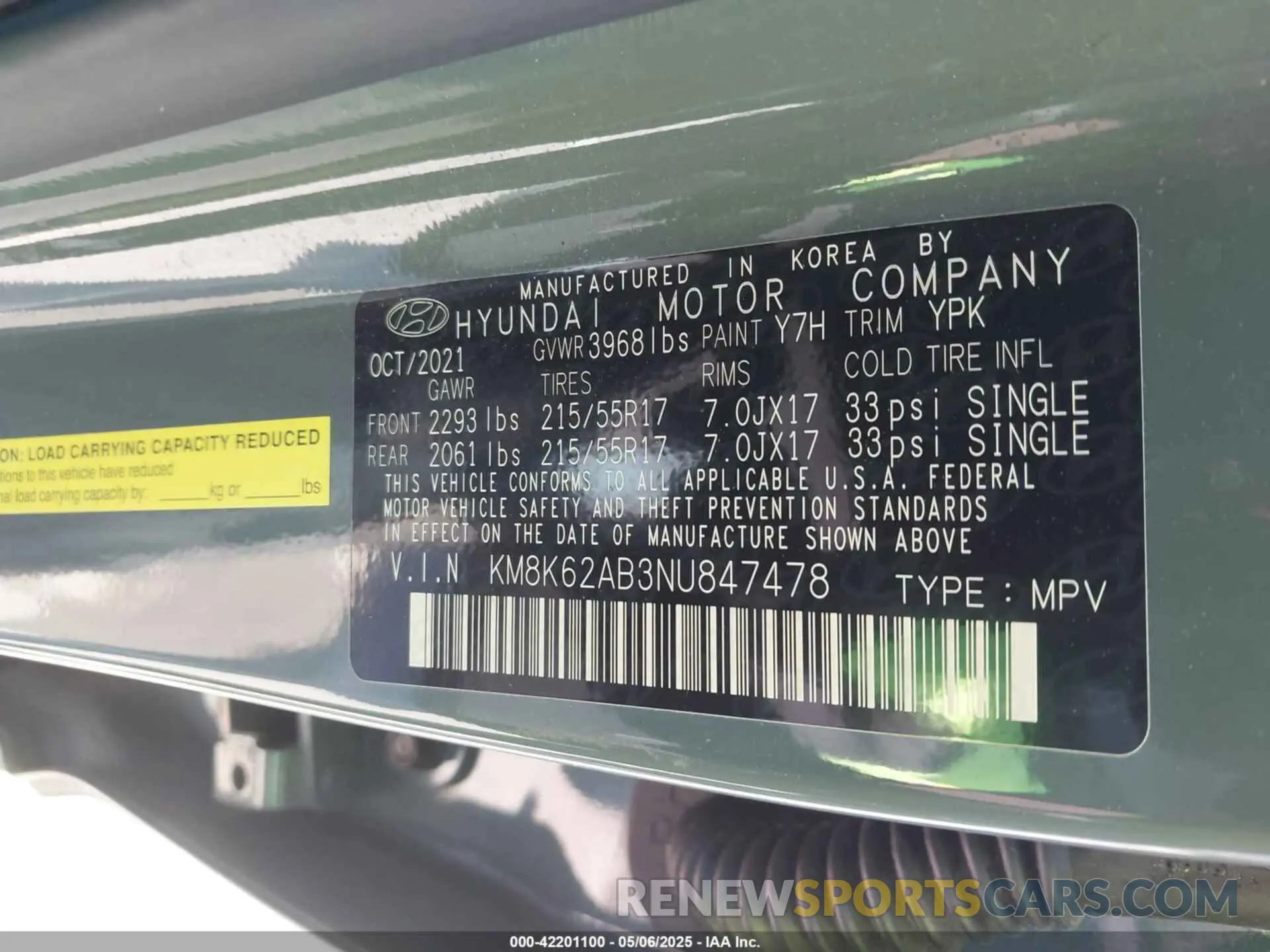 9 Photograph of a damaged car KM8K62AB3NU847478 HYUNDAI KONA 2022