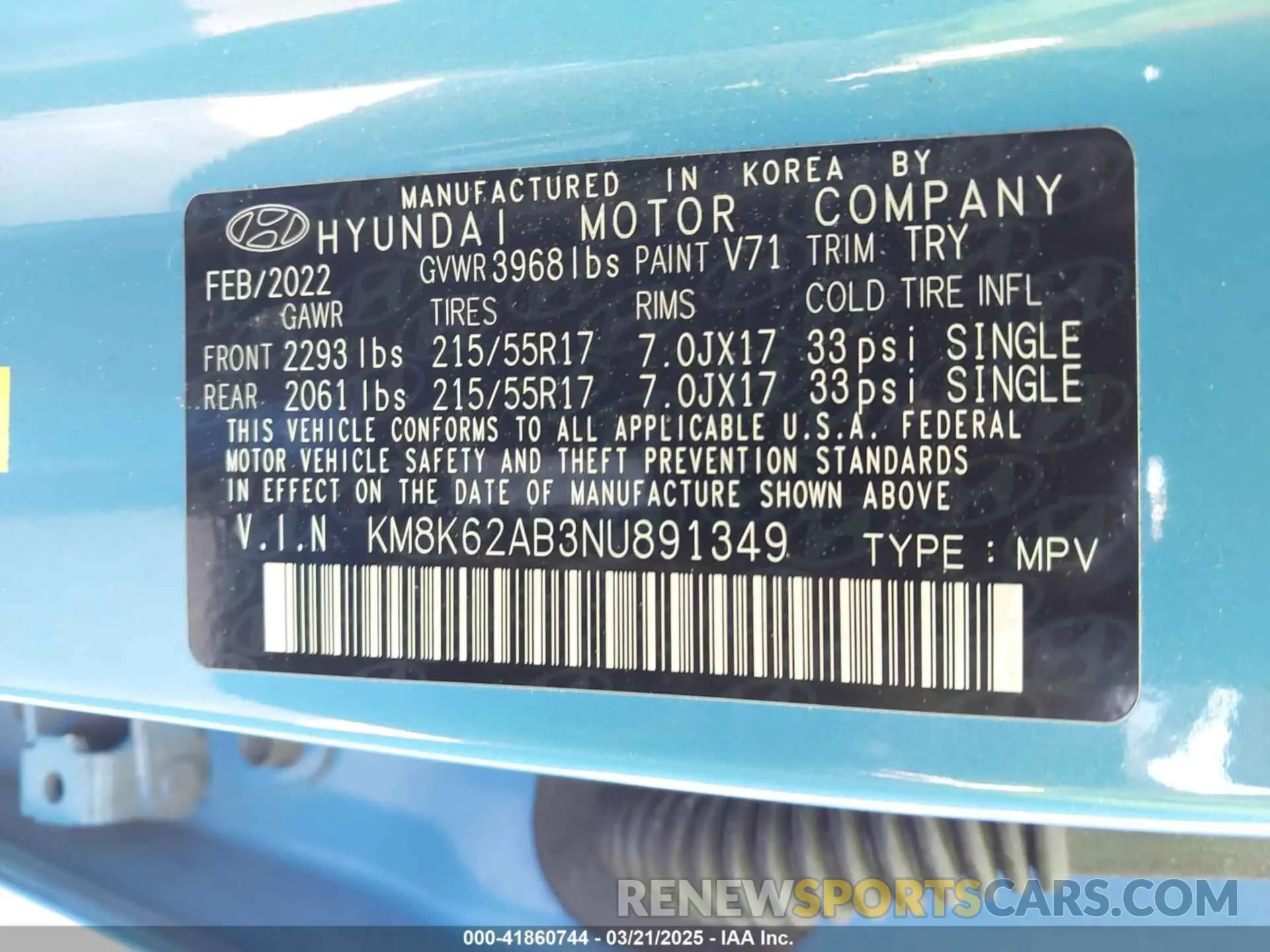 9 Photograph of a damaged car KM8K62AB3NU891349 HYUNDAI KONA 2022