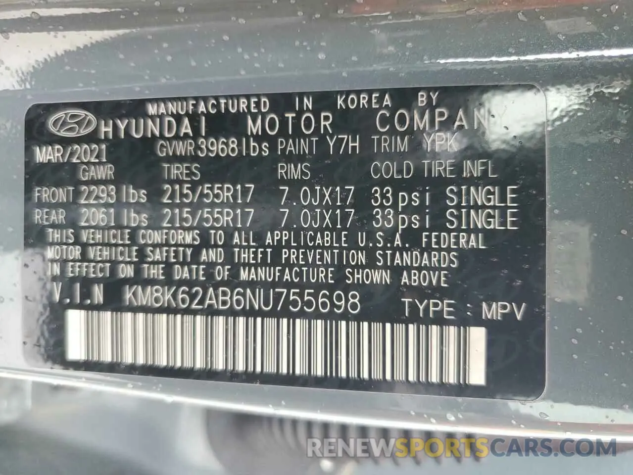 15 Photograph of a damaged car KM8K62AB6NU755698 HYUNDAI KONA 2022