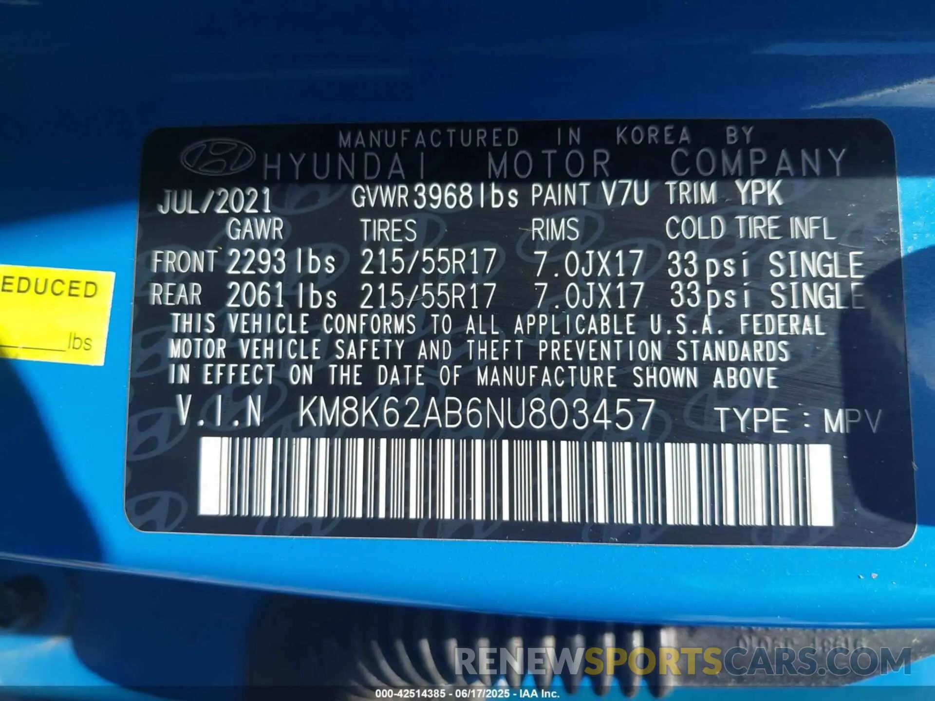 9 Photograph of a damaged car KM8K62AB6NU803457 HYUNDAI KONA 2022