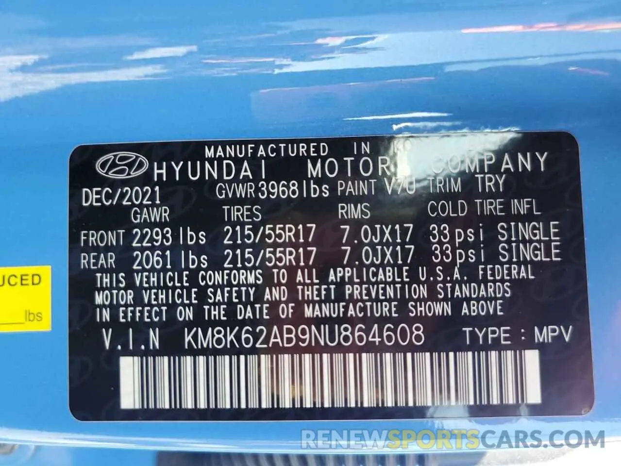 15 Photograph of a damaged car KM8K62AB9NU864608 HYUNDAI KONA 2022