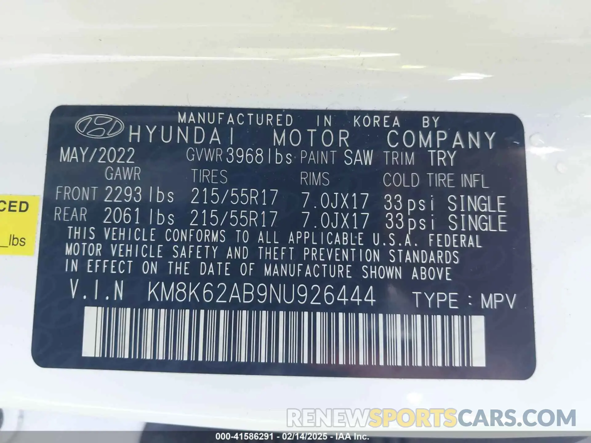 9 Photograph of a damaged car KM8K62AB9NU926444 HYUNDAI KONA 2022
