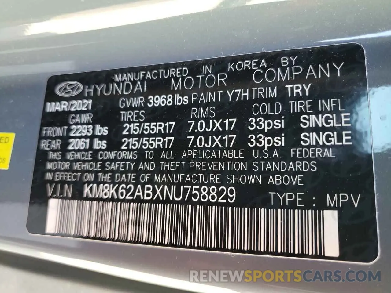 14 Photograph of a damaged car KM8K62ABXNU758829 HYUNDAI KONA 2022