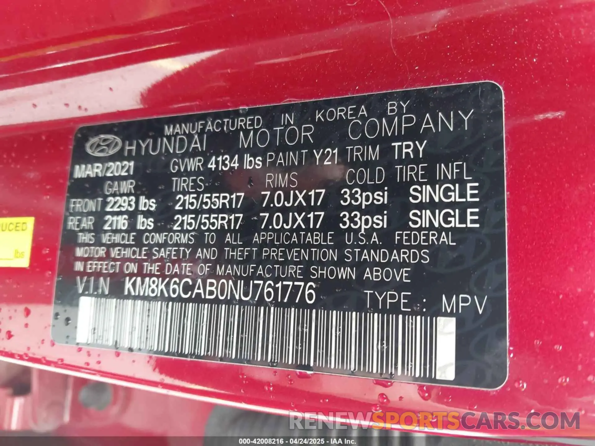 9 Photograph of a damaged car KM8K6CAB0NU761776 HYUNDAI KONA 2022