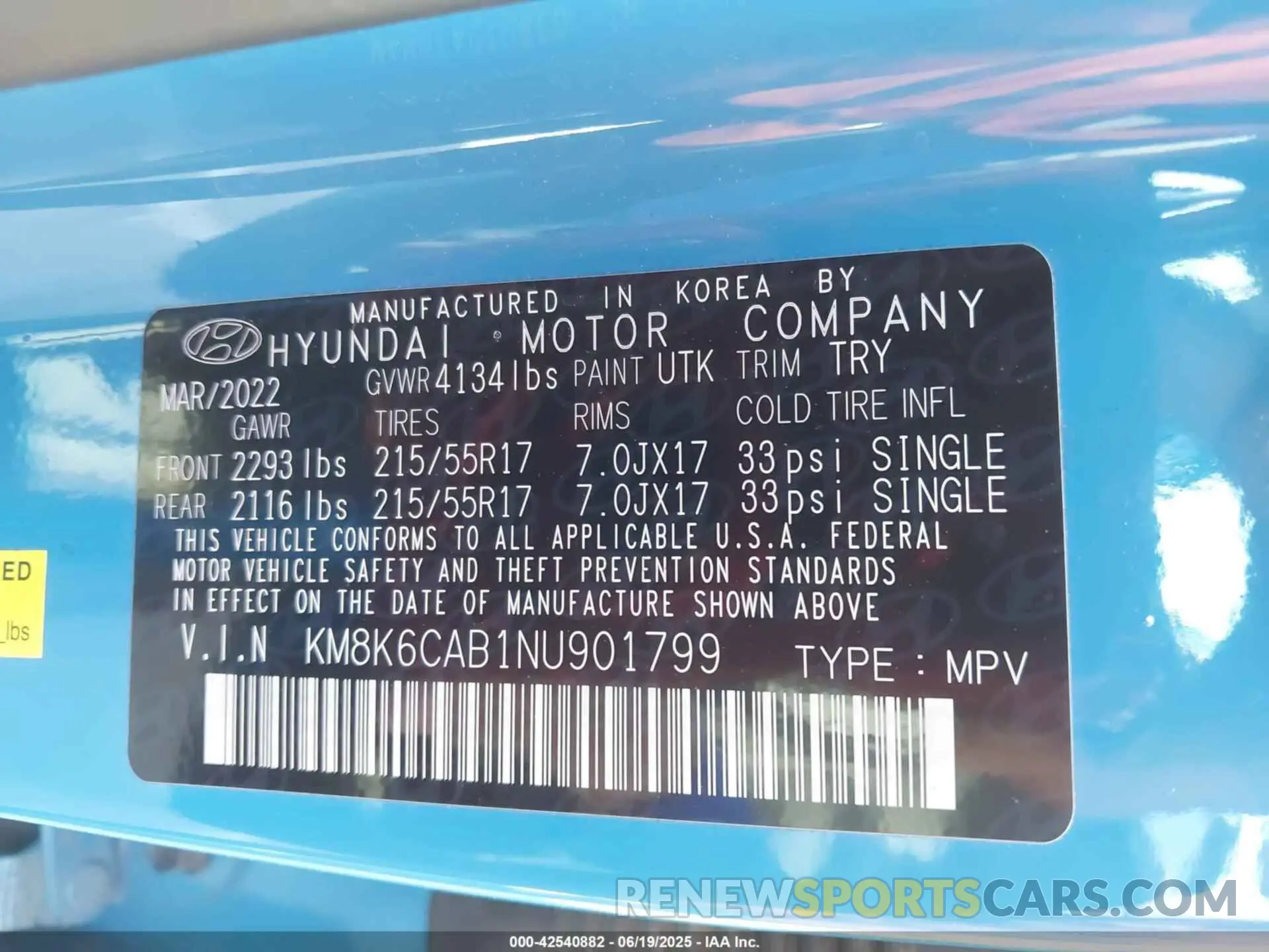 9 Photograph of a damaged car KM8K6CAB1NU901799 HYUNDAI KONA 2022