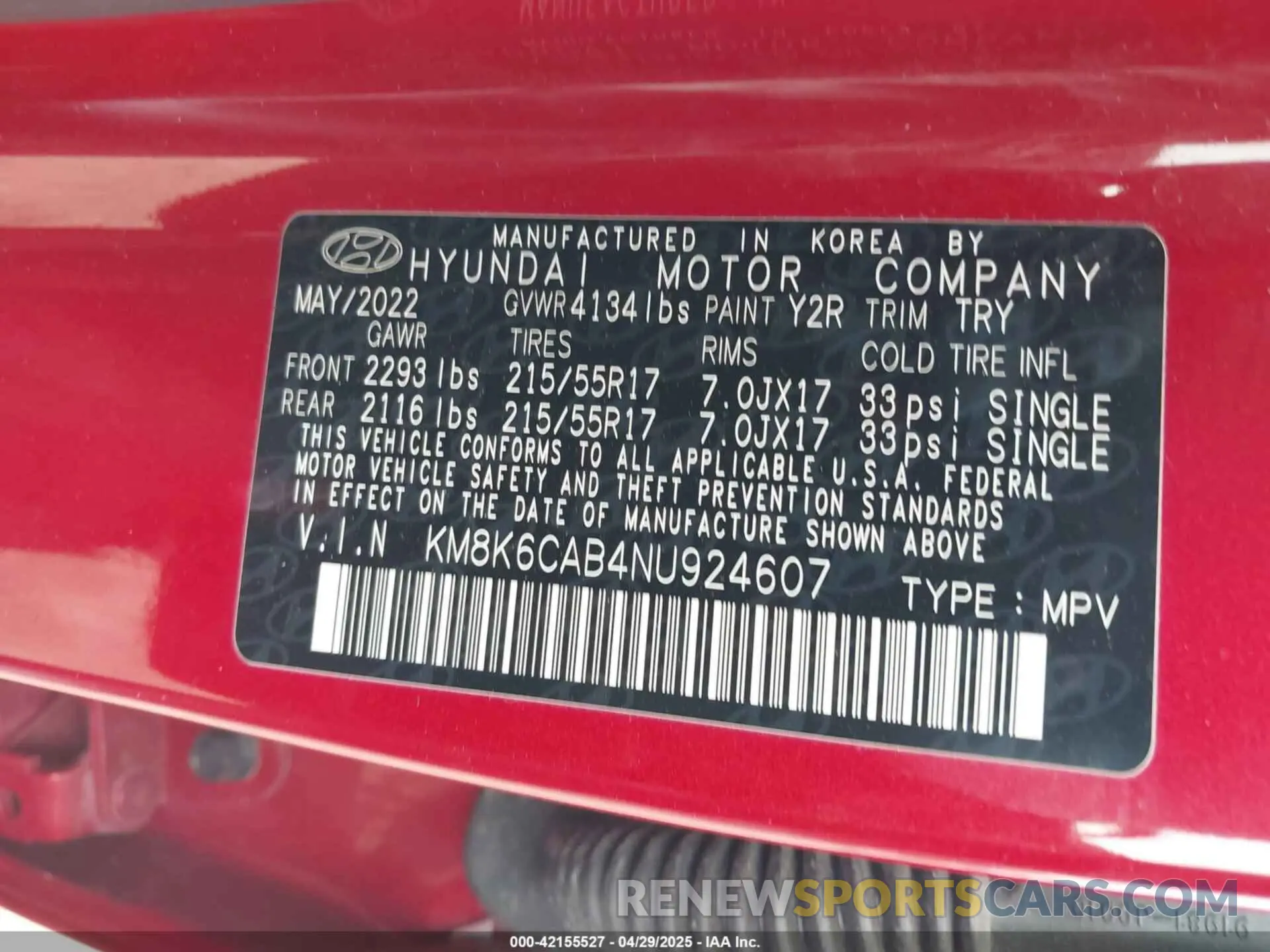 9 Photograph of a damaged car KM8K6CAB4NU924607 HYUNDAI KONA 2022