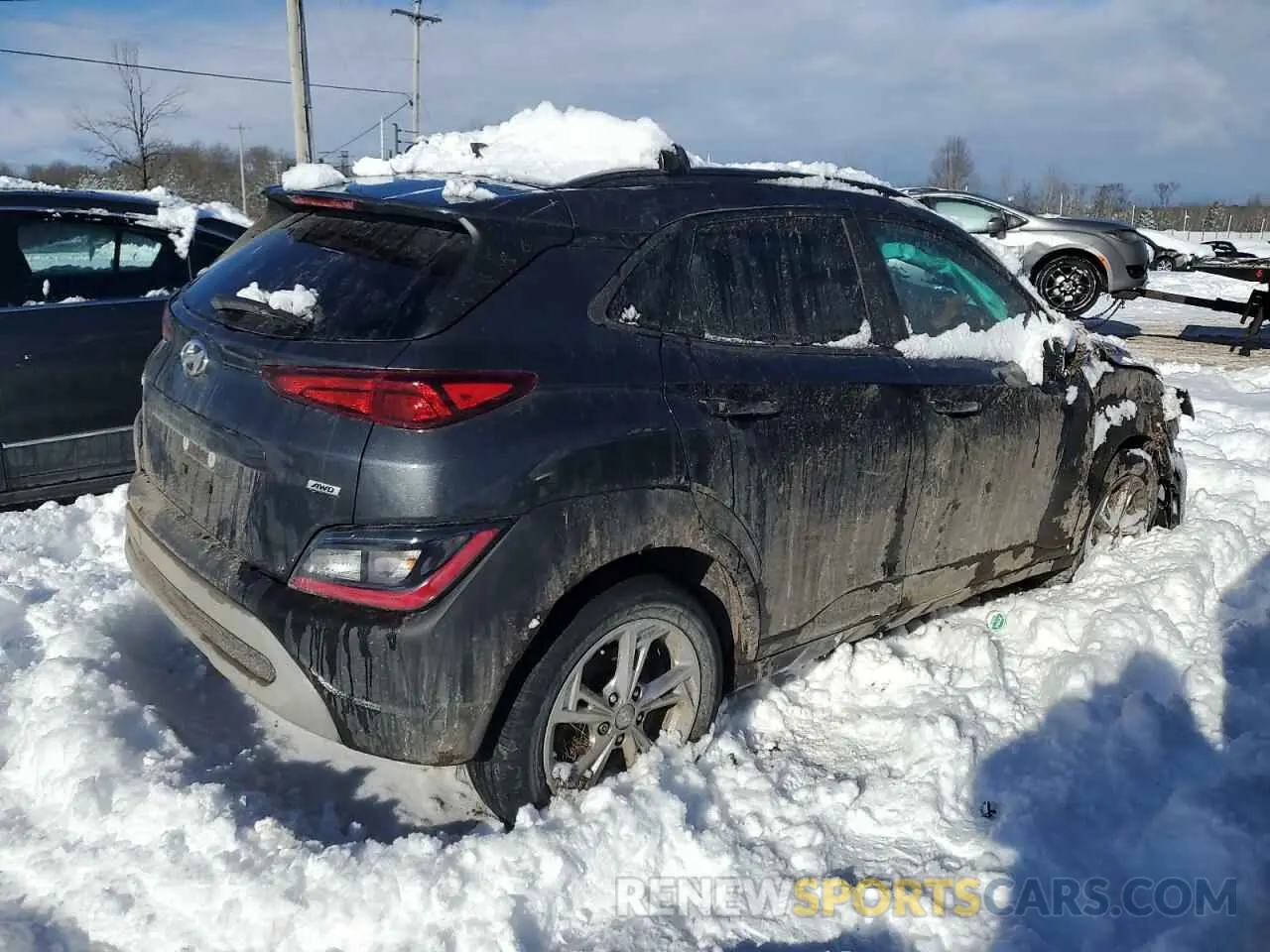 3 Photograph of a damaged car KM8K6CAB5NU821034 HYUNDAI KONA 2022