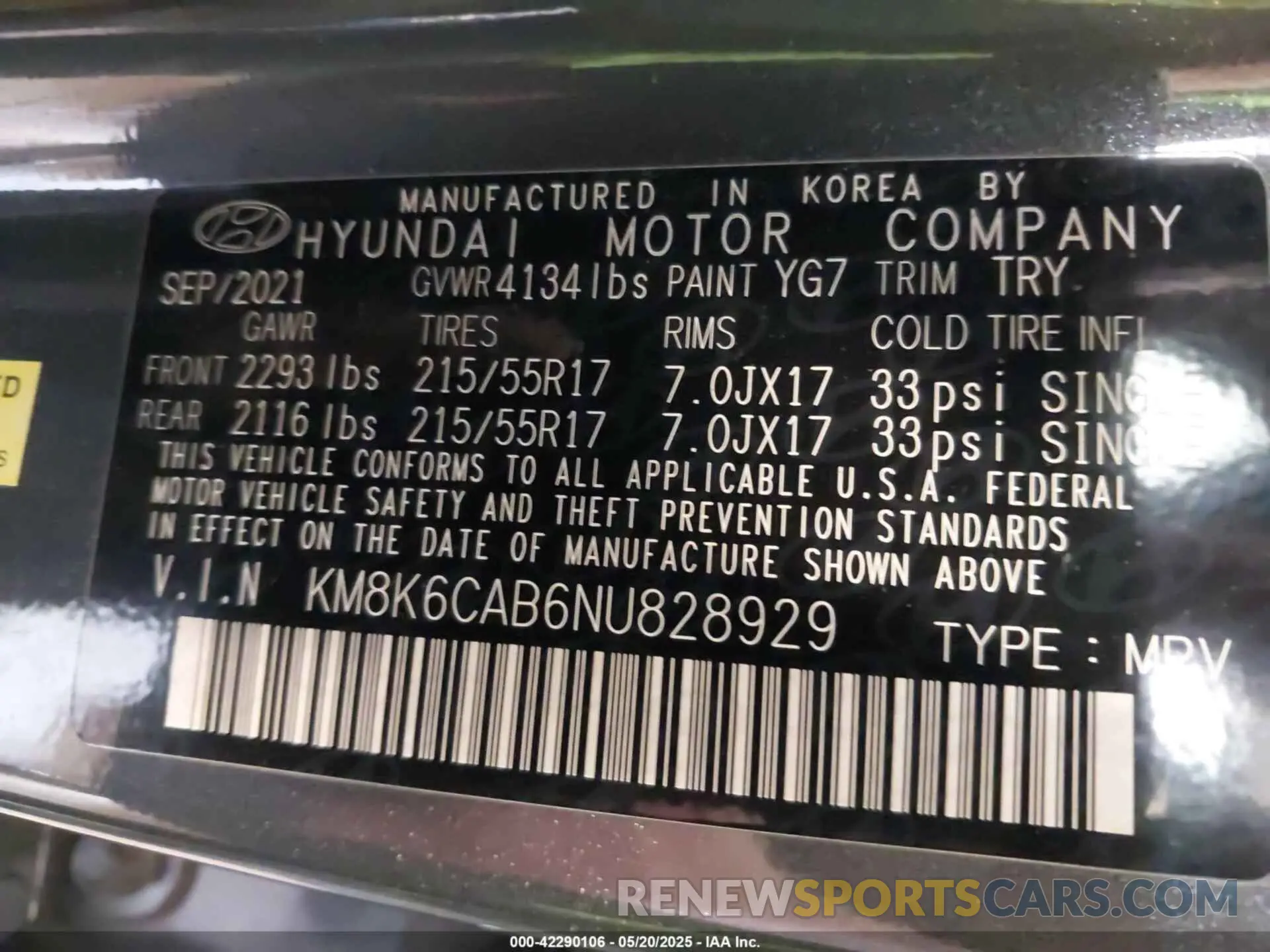 9 Photograph of a damaged car KM8K6CAB6NU828929 HYUNDAI KONA 2022