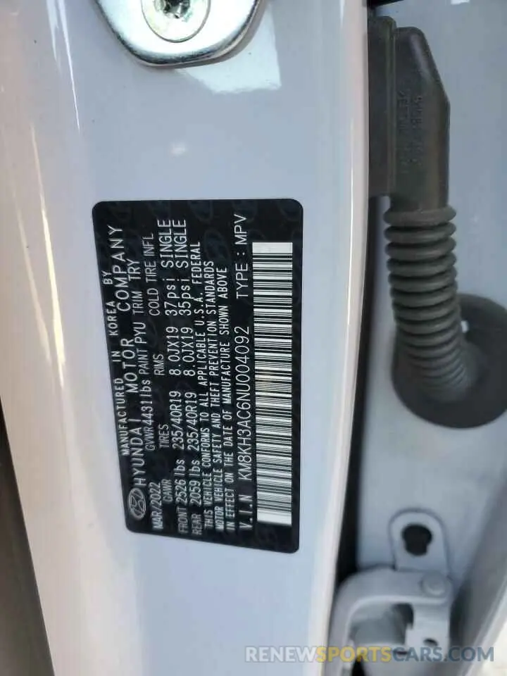 13 Photograph of a damaged car KM8KH3AC6NU004092 HYUNDAI KONA 2022