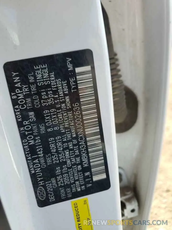 13 Photograph of a damaged car KM8KH3ACXNU002636 HYUNDAI KONA 2022