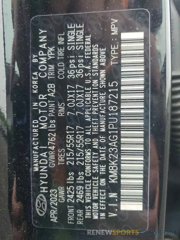 12 Photograph of a damaged car KM8K23AG1PU187215 HYUNDAI KONA 2023