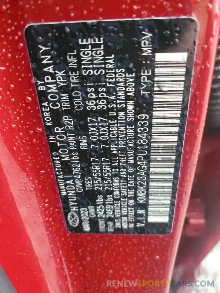 14 Photograph of a damaged car KM8K23AG4PU184339 HYUNDAI KONA 2023