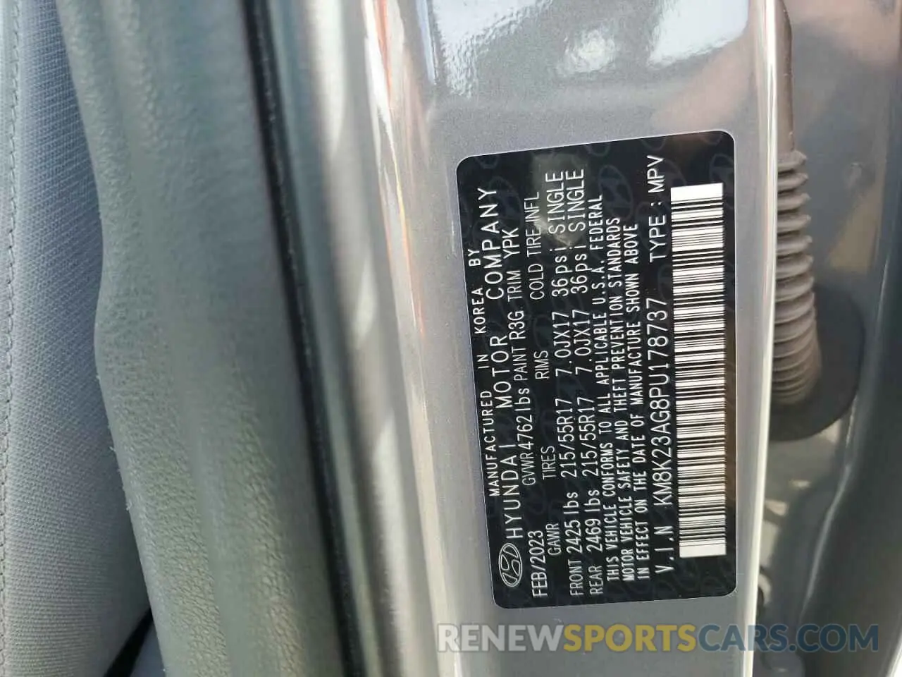 13 Photograph of a damaged car KM8K23AG8PU178737 HYUNDAI KONA 2023