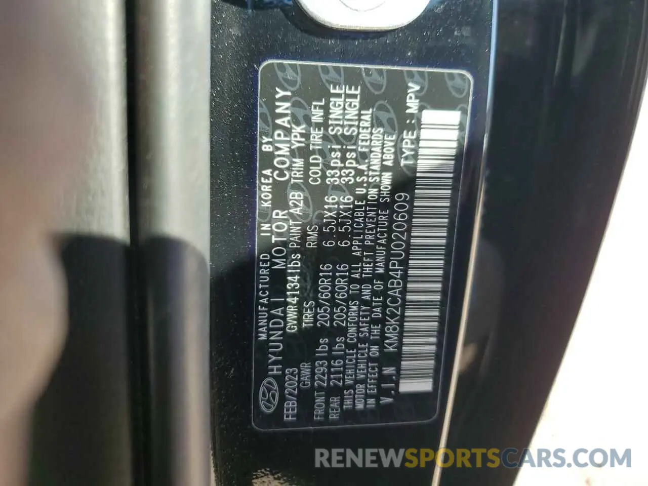 14 Photograph of a damaged car KM8K2CAB4PU020609 HYUNDAI KONA 2023