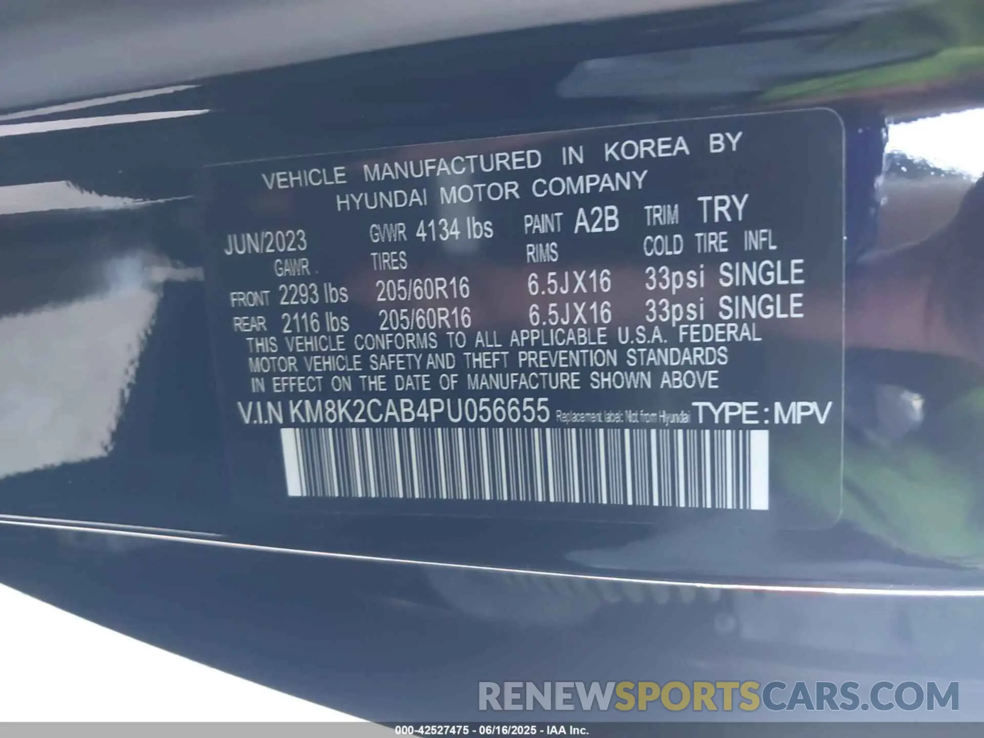 9 Photograph of a damaged car KM8K2CAB4PU056655 HYUNDAI KONA 2023