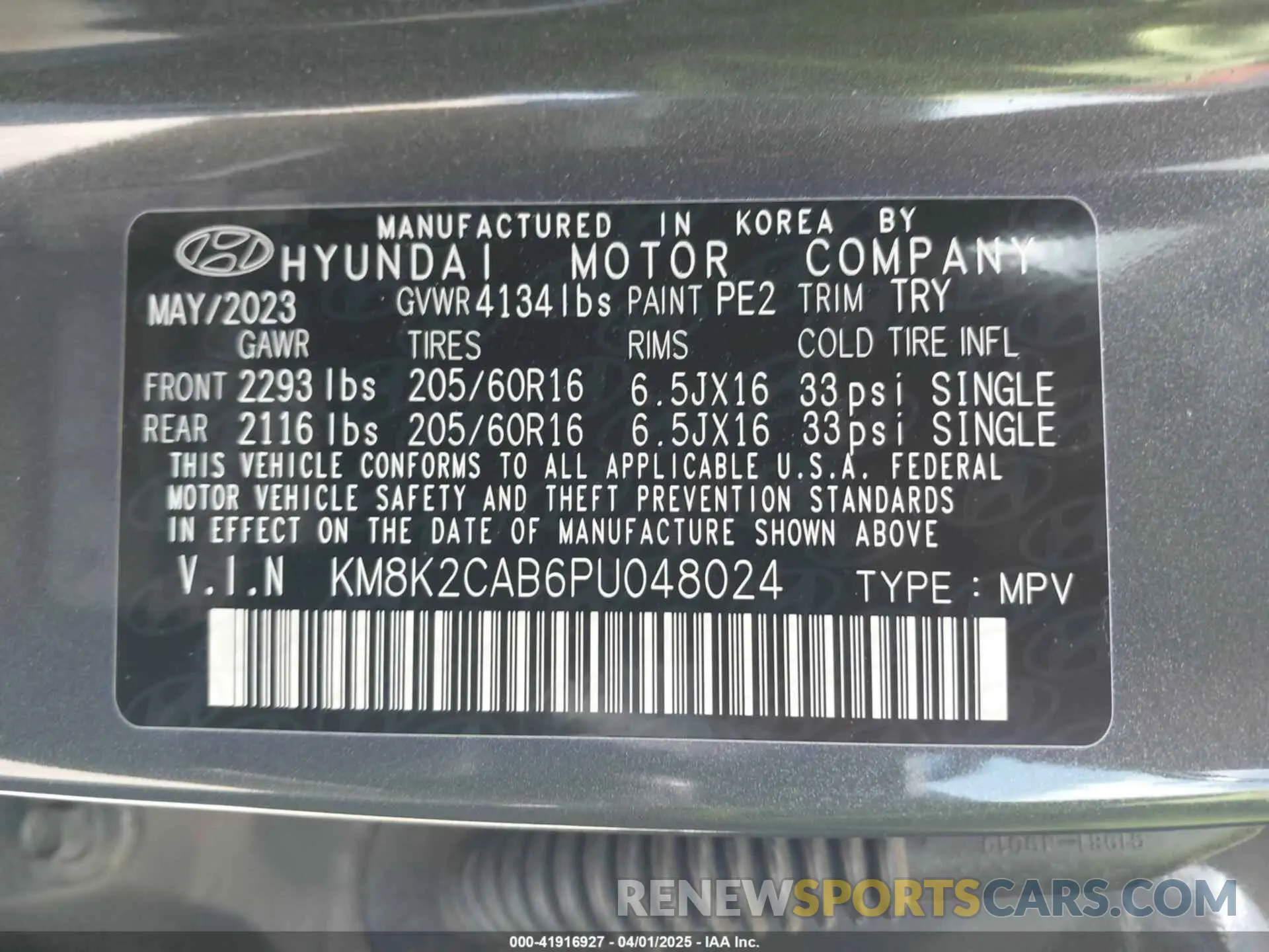 9 Photograph of a damaged car KM8K2CAB6PU048024 HYUNDAI KONA 2023