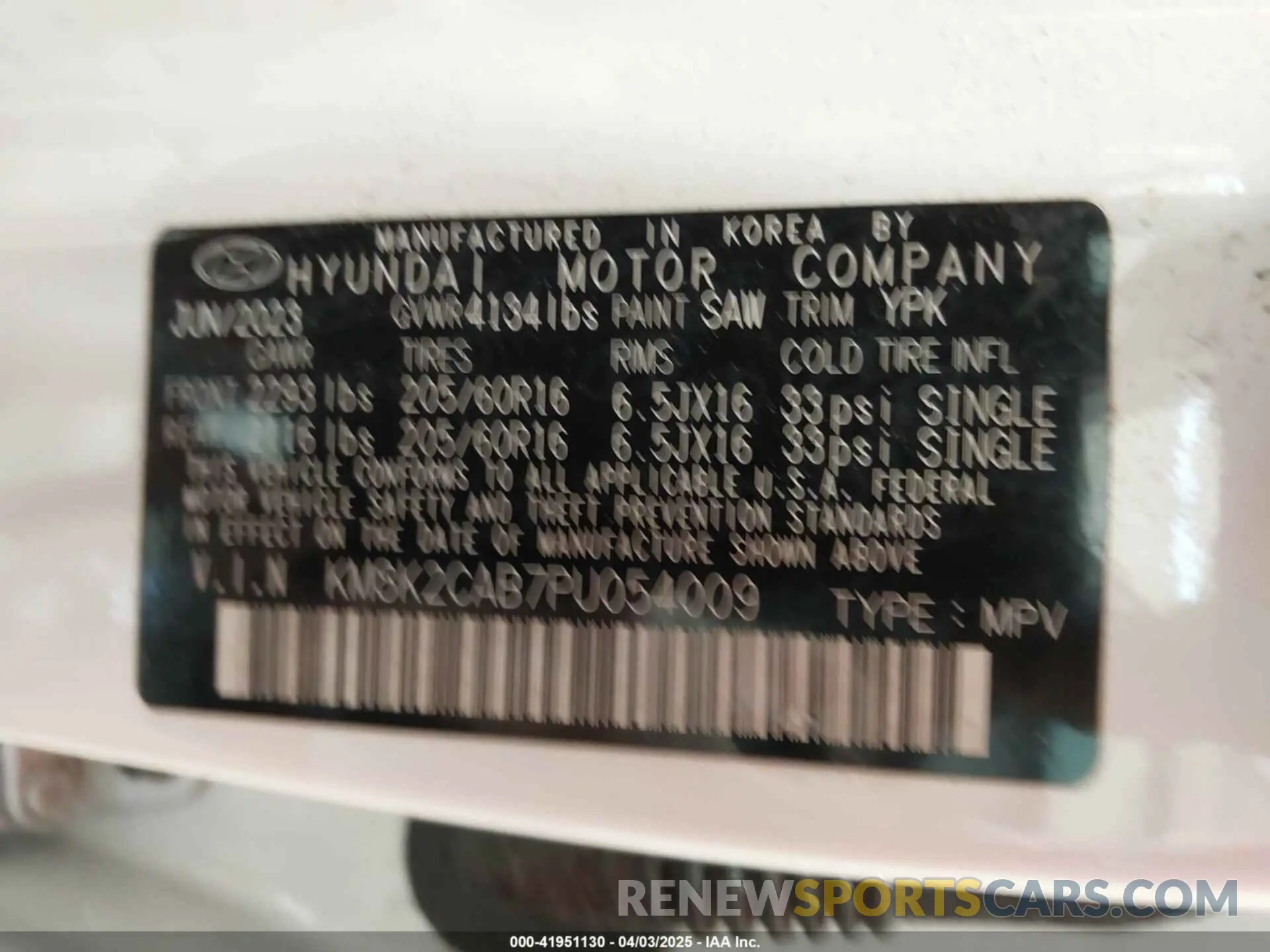 9 Photograph of a damaged car KM8K2CAB7PU054009 HYUNDAI KONA 2023