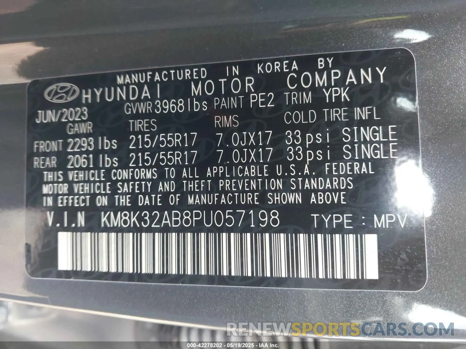 9 Photograph of a damaged car KM8K32AB8PU057198 HYUNDAI KONA 2023